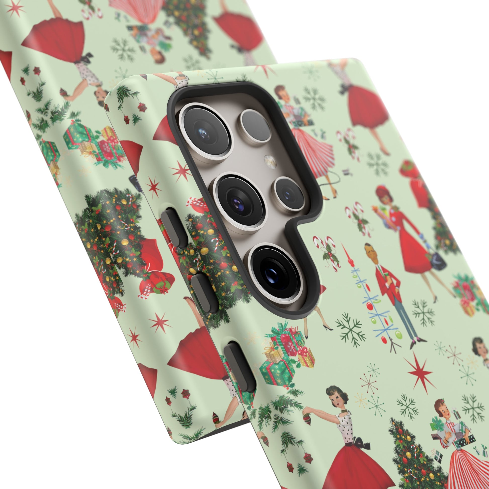 1950s Vintage Phone Case - Retro Christmas Design | Unique Holiday Protection for Your Device | Stylish & Durable Cover Gift for Her Phone 15, Samsung iPhone Samsung Accessory Gift for Her