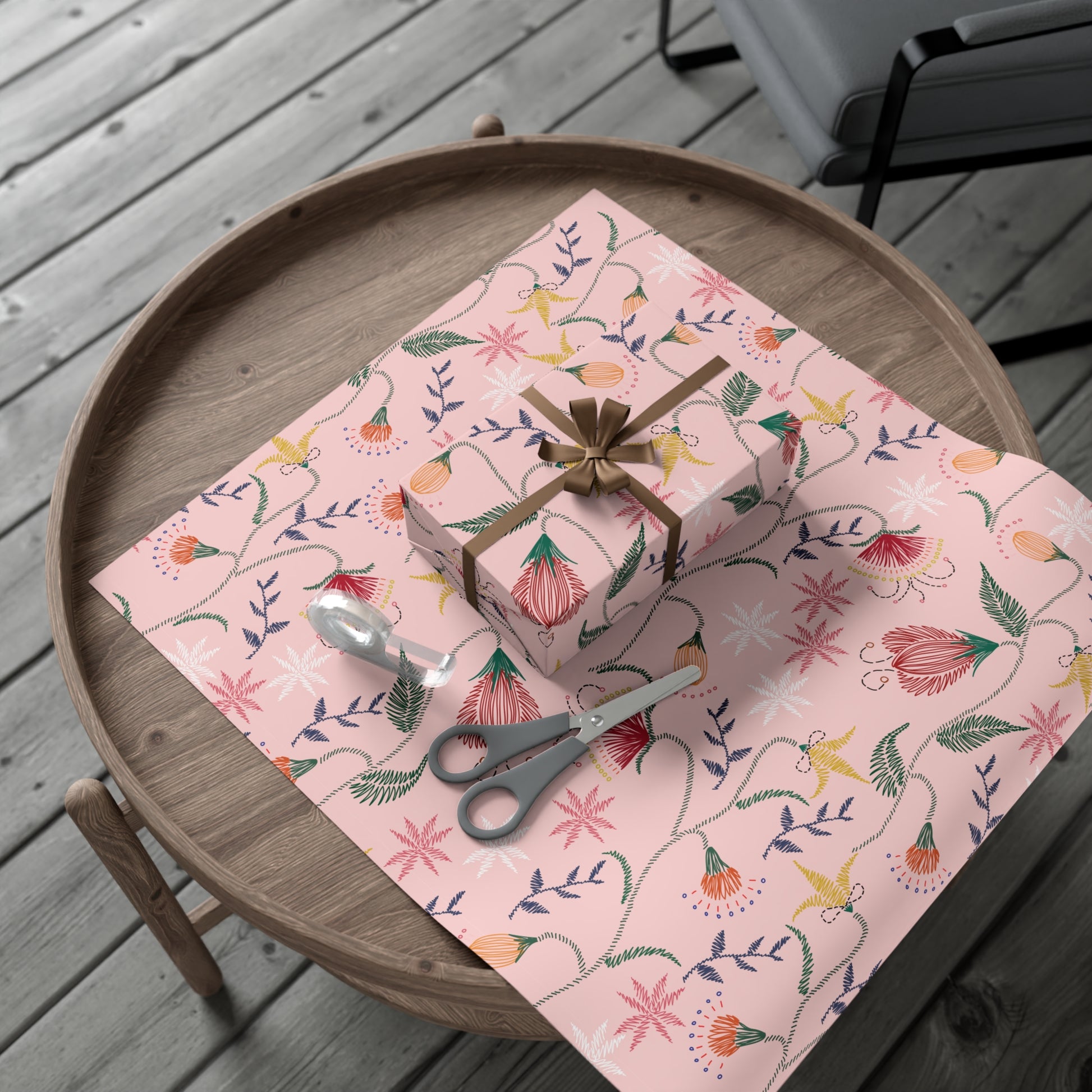 Pink Wildflowers Wrapping Paper Pink Bows Cherries Elegance Perfect for Gifts Weddings, Bridal Baby Showers All Occasion - MRSBYVALLE