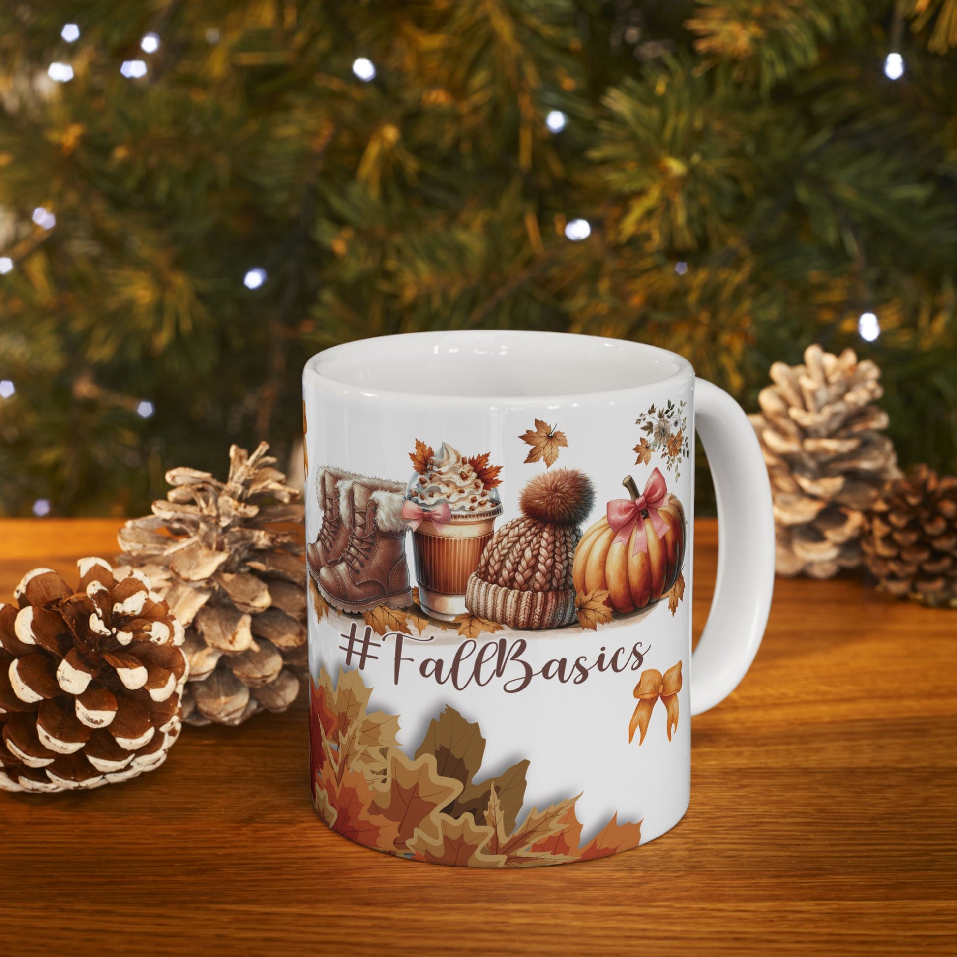 Fall Basic 11oz & 15oz Coffee Mugs – Autumn Leaves, Cozy Vibes, Perfect for Pumpkin Spice & Fall Lovers Dishwasher Safe, Microwave Friendly, Seasonal Mug Gift for Home & Office Morning Brew - MRSBYVALLE