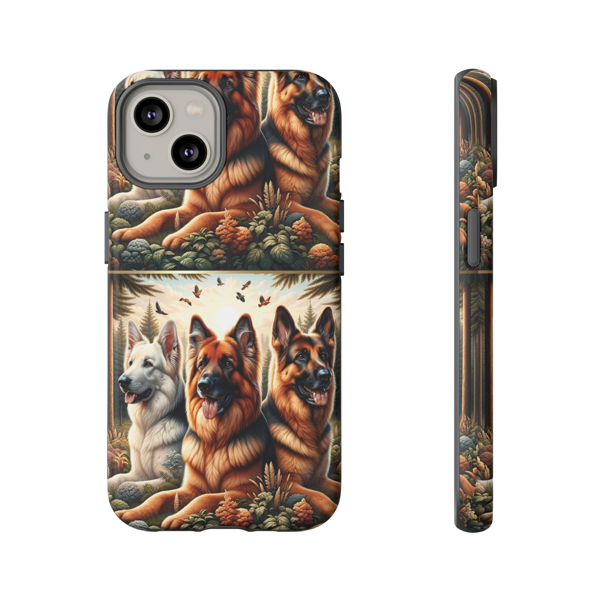 German Shepherd Phone Tough Case Floral Elegant Durable Dog Lover Devices iPhone 15, Samsung iPhone Samsung Accessory Gift for Her