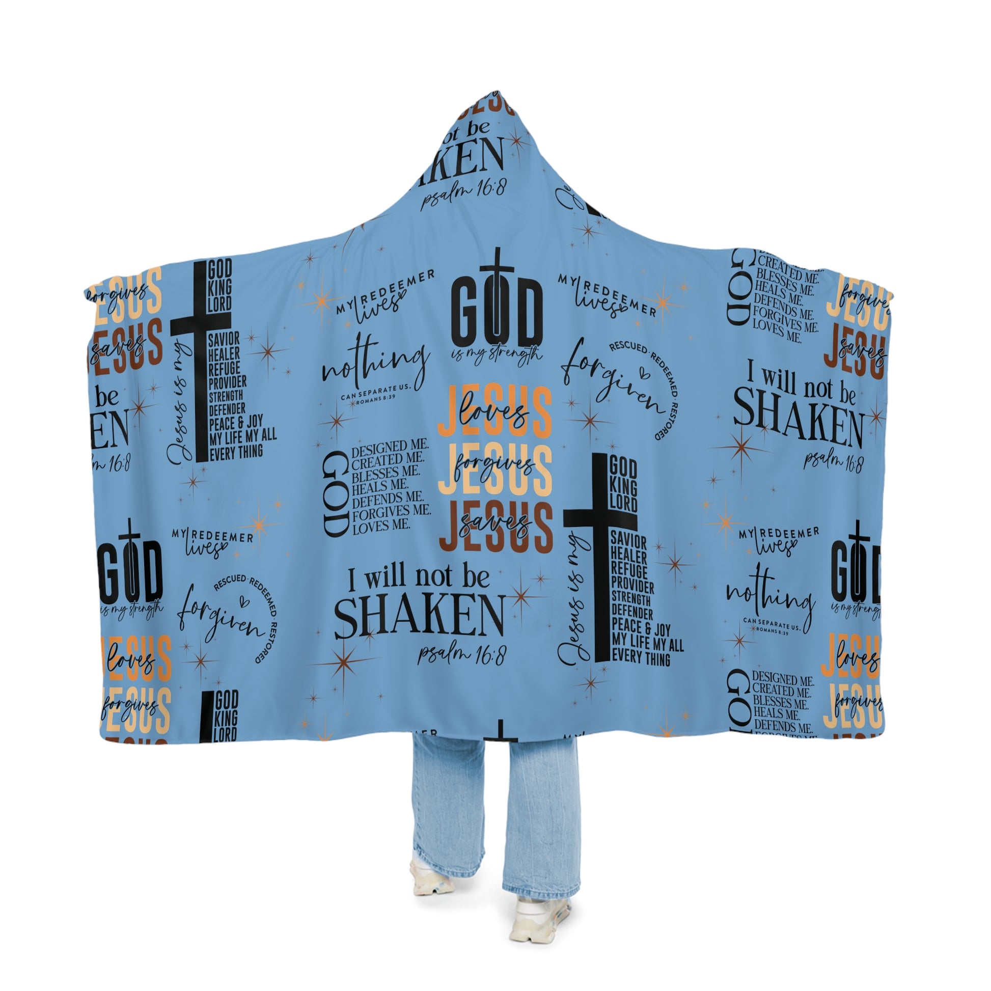Jesus Quotes Bible Verse Blanket –Hooded Blanket – Ultra-Soft Wearable Throw with Vibrant Floral Art, Cozy Warm Snuggle Gift for Adults & Kids