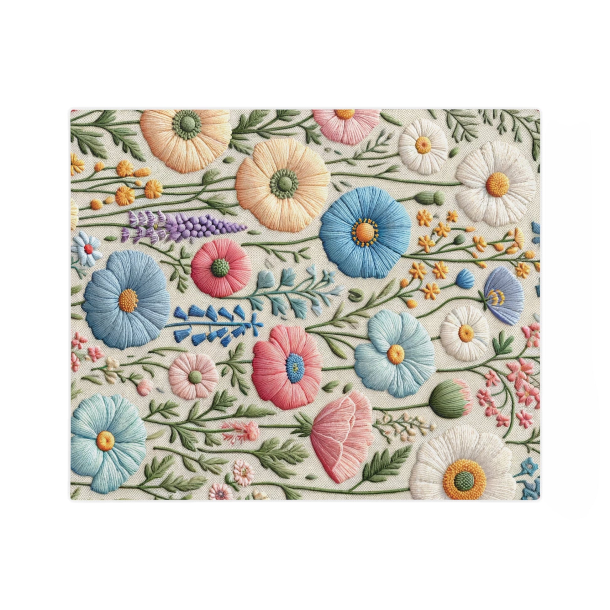 Boho Pastel Wildflower Minky Blanket  in Luxurious 100% Polyester Cozy Comfort Throw Ultra-Soft Microfiber Comfort Blanket, Perfect for Snuggling Decor, Cozy All-Season Warmth, Comfort Housewarming Gift Throw.