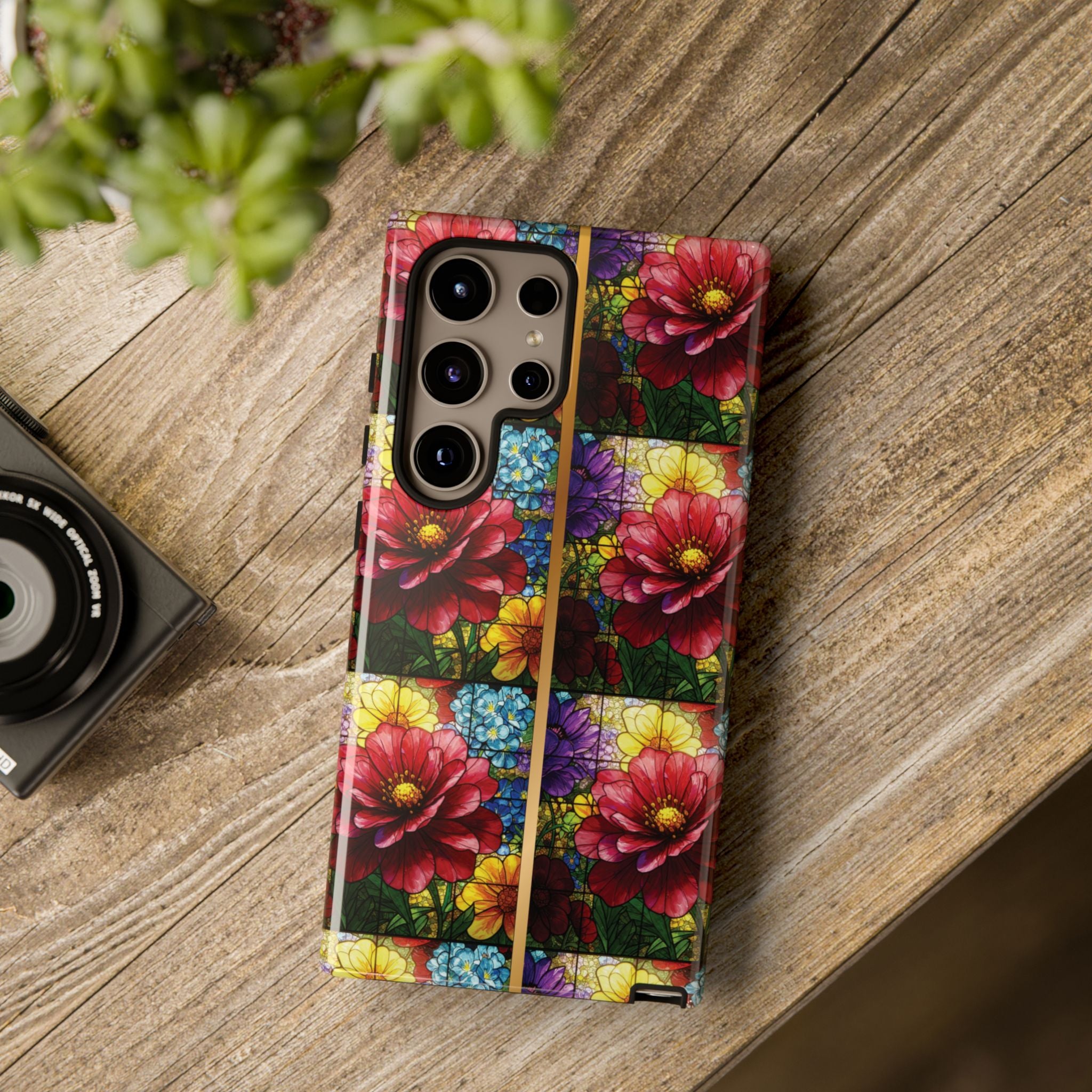Stained Glass Illusion Floral Phone Case  3D Colorful Flower Design, Protective Christian Gift, Fits iPhone, Samsung, Google Pixel