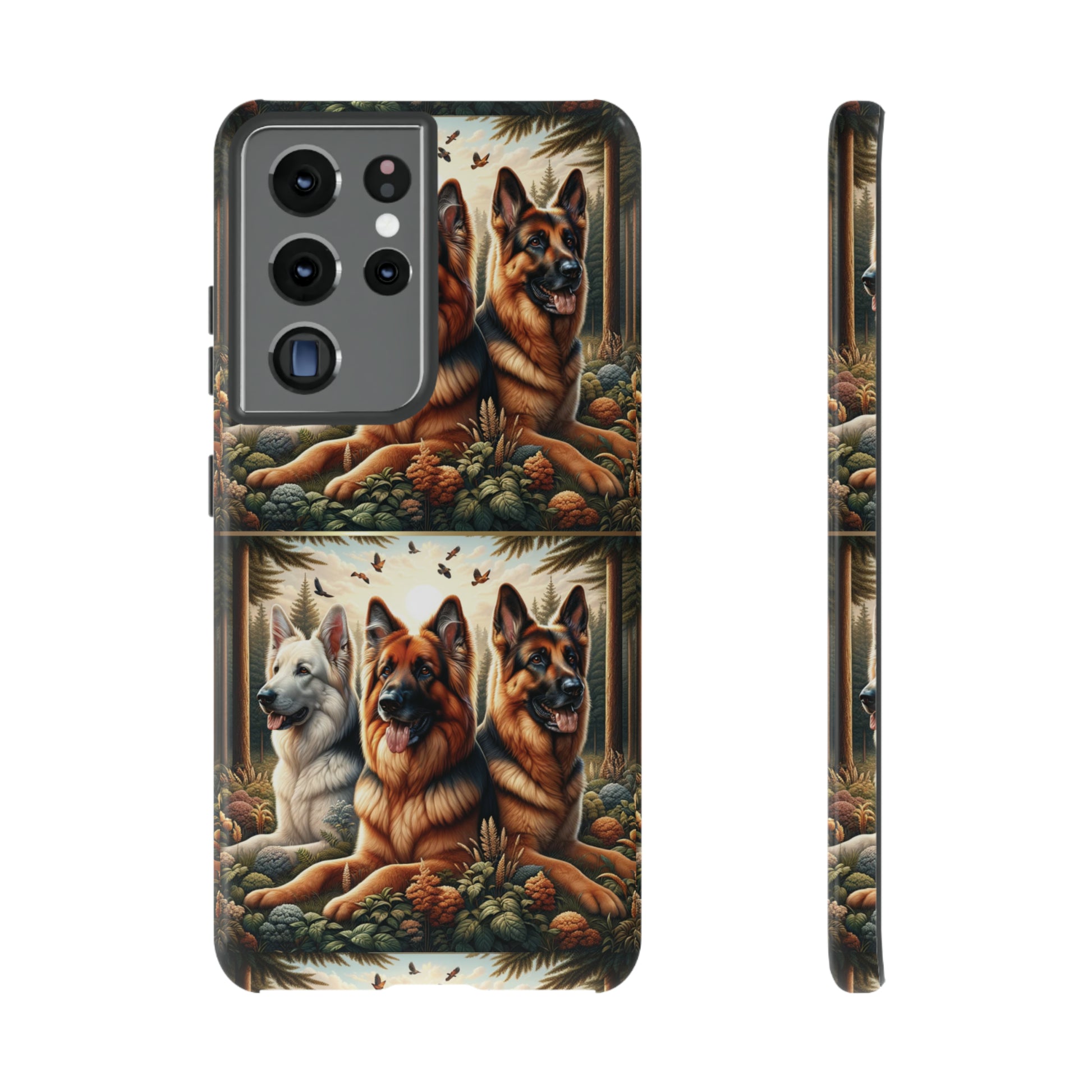 German Shepherd Phone Tough Case Floral Elegant Durable Dog Lover Devices iPhone 15, Samsung iPhone Samsung Accessory Gift for Her.