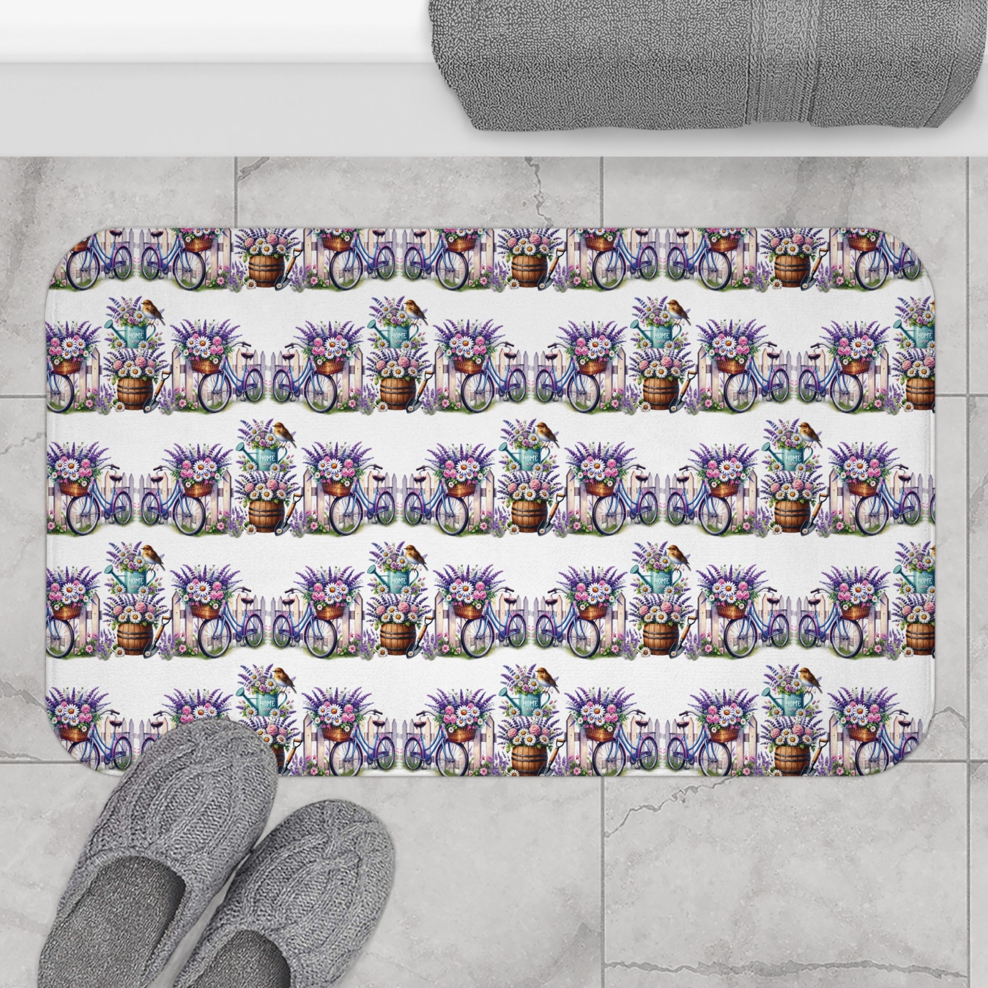 Lavender Wildflowers Bright Floral Bathmat – A Soothing Blend of Calming Lavender Flowers Beauty, and Serenity to the Most Private Room in Your Home