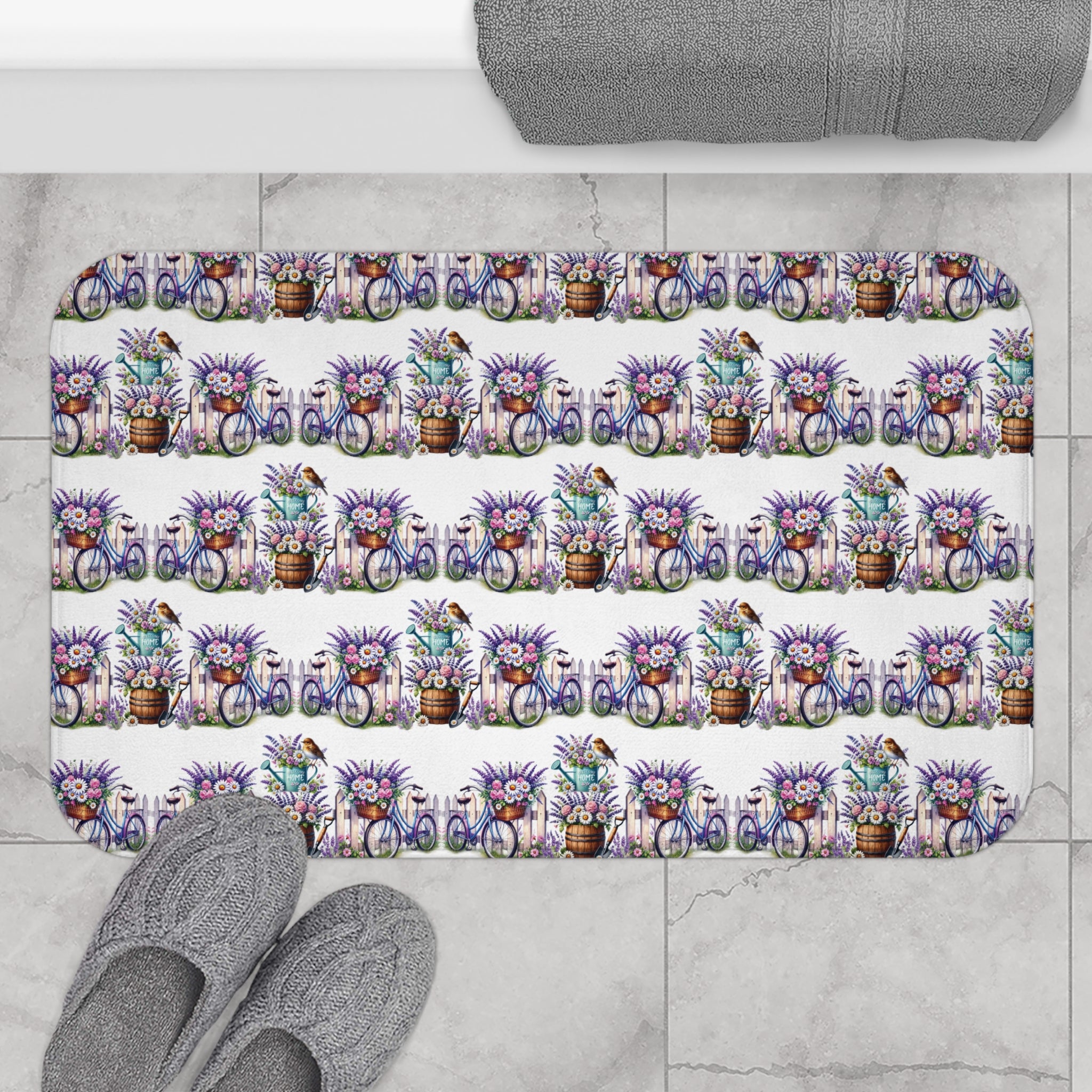 Lavender Wildflowers Bright Floral Bathmat – A Soothing Blend of Calming Lavender Flowers Beauty, and Serenity to the Most Private Room in Your Home