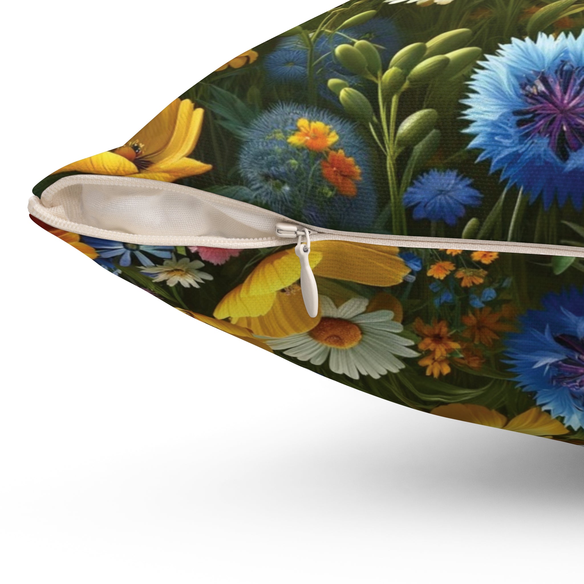 Yellow and Blue Wildflowers Square Pillow Add a Touch of Nature to Your Home Decor | Premium Quality, Soft, and Durable | Perfect for Couch, Bed, or Chair | Elegant Floral Bedrooms, Soft,Pillow Gift New House, Bridal Shower Gift - MRSBYVALLE