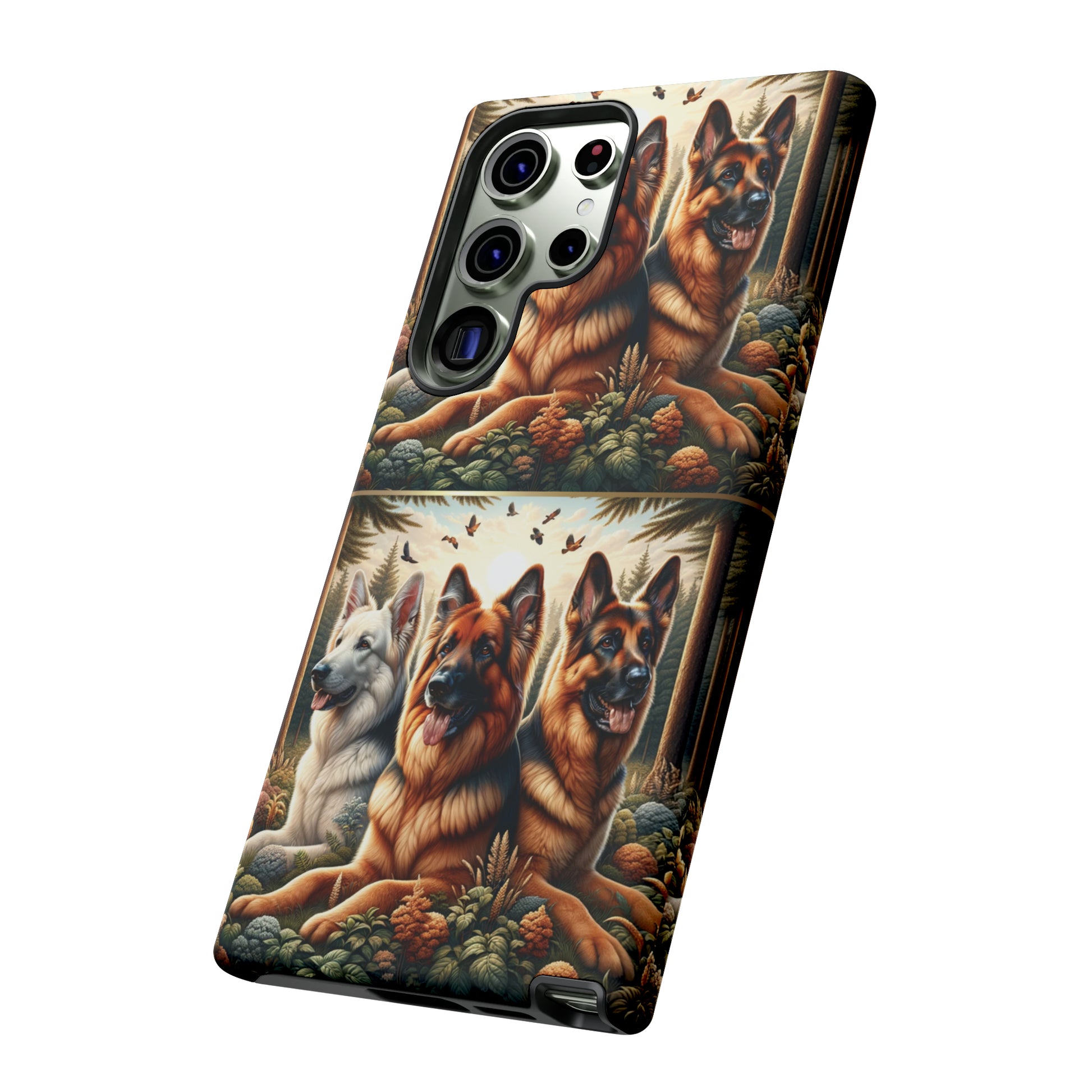 German Shepherd Phone Tough Case Floral Elegant Durable Dog Lover Devices iPhone 15, Samsung iPhone Samsung Accessory Gift for Her.