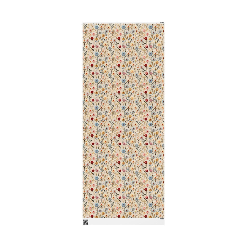 BOHO 3D Illusion Wildflowers Gift Wrap it's Perfect for Weddings, Bridal and Baby Showers Eco-Friendly, Vibrant Design in Matte Satin, All Occasion