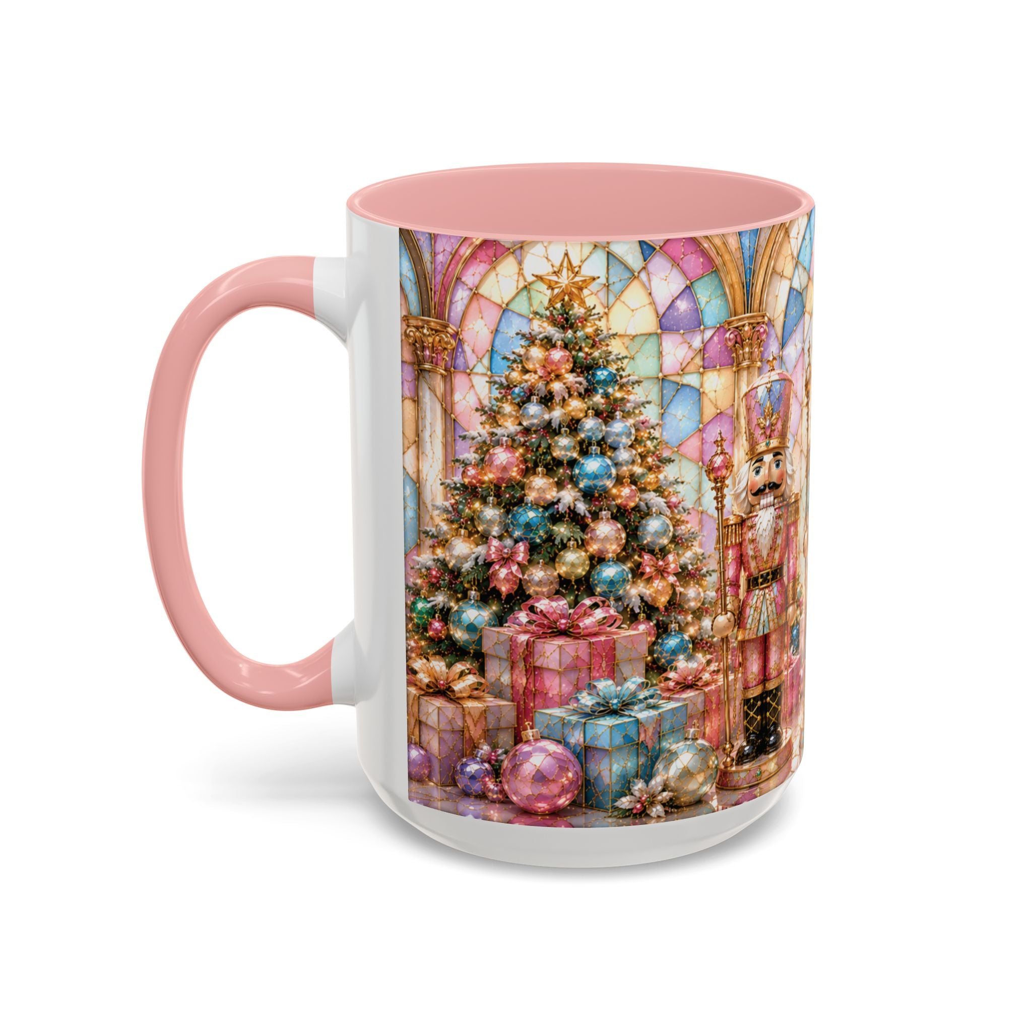 Nutcracker Christmas Coffee Mug – Festive Stained-Glass Holiday Accent Cup (11/15oz) Gift for Her