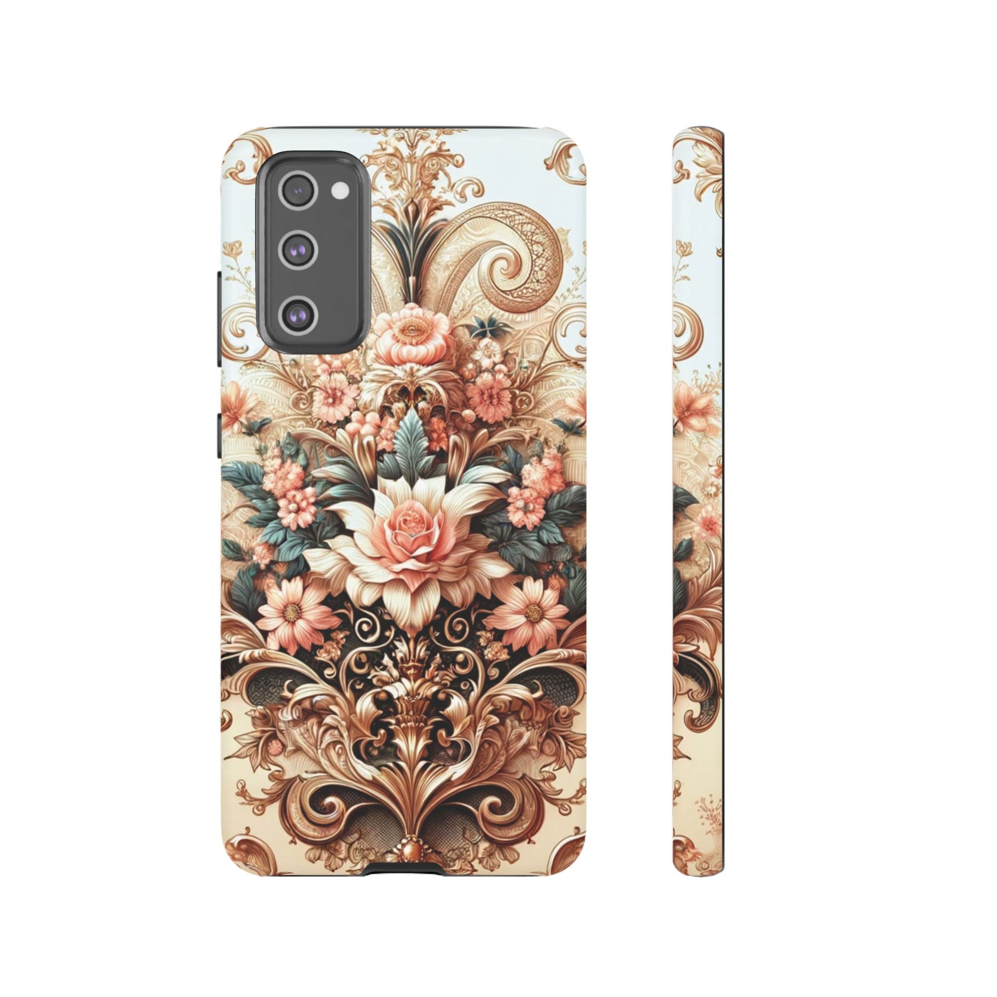 Gold Design Luxury Phone Tough Case Floral Elegant Durable Stylish for Modern Devices iPhone 17, 16, 15, Samsung iPhone Samsung Accessory Gift for Her