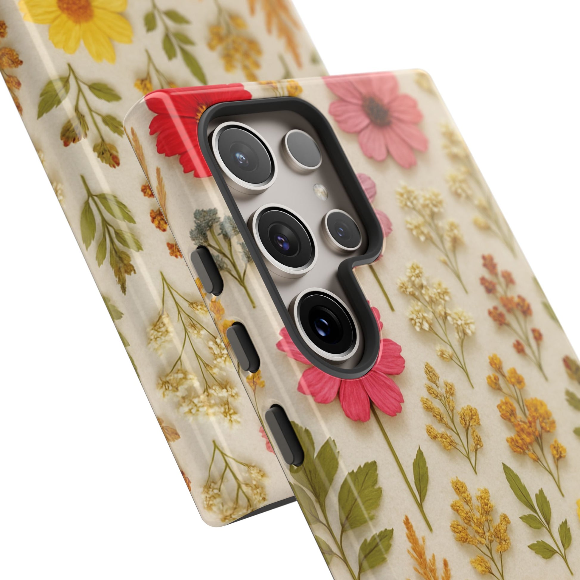 Dried Flowers Illusion Phone Case – Realistic Botanical Aesthetic, Colorful Pressed Floral Art, Trendy Nature-Inspired Protective Cover  iPhone & Samsung Models