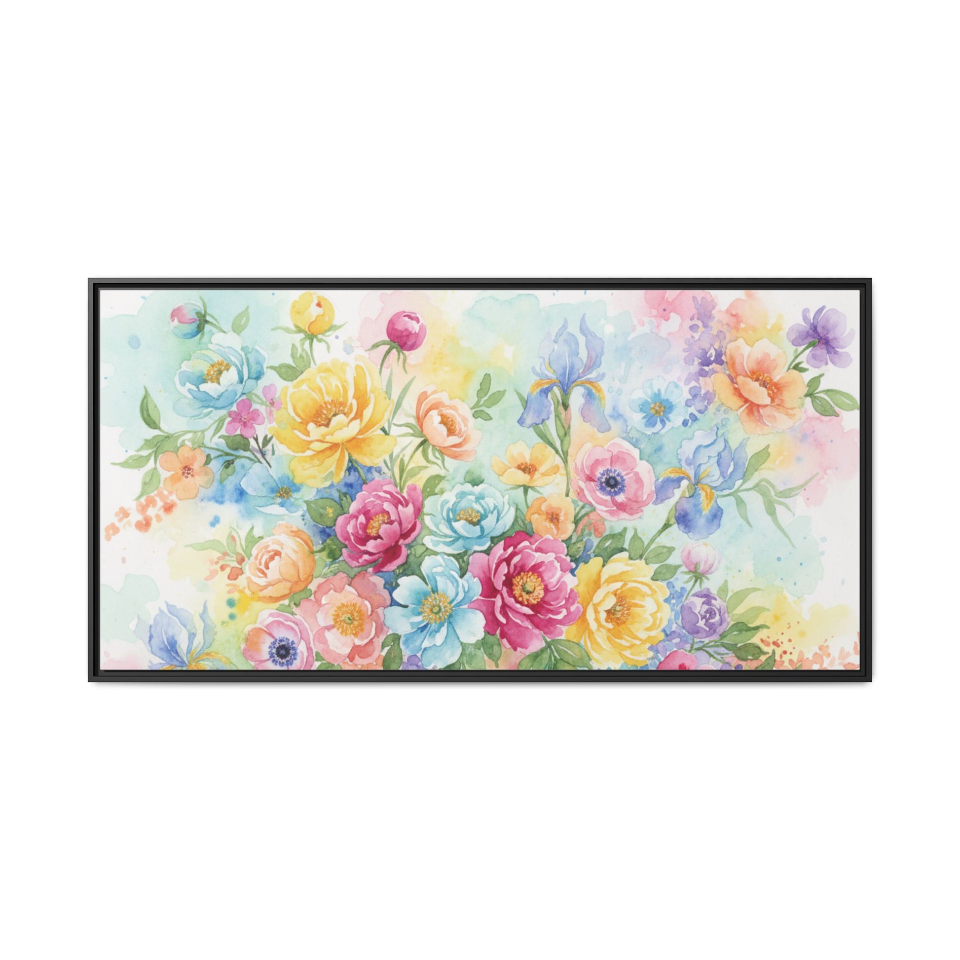 Watercolor Floral Bouquet Canvas, Framed Matte Wall Art | Multi-Color Wall Art