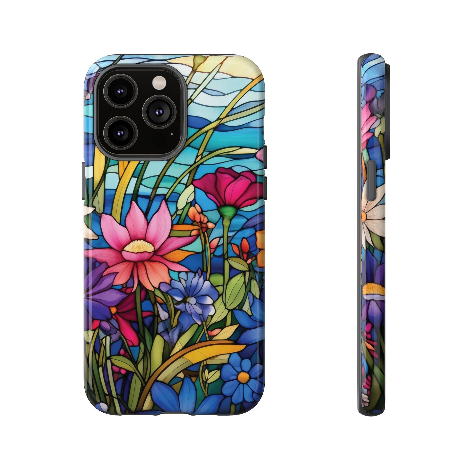 Wildflowers Stain Glass Illusion Phone Case Unique Holiday Protection for Your Device | Stylish & Durable Cover Gift for Her Phone 15, Samsung iPhone Samsung Accessory Gift for Her