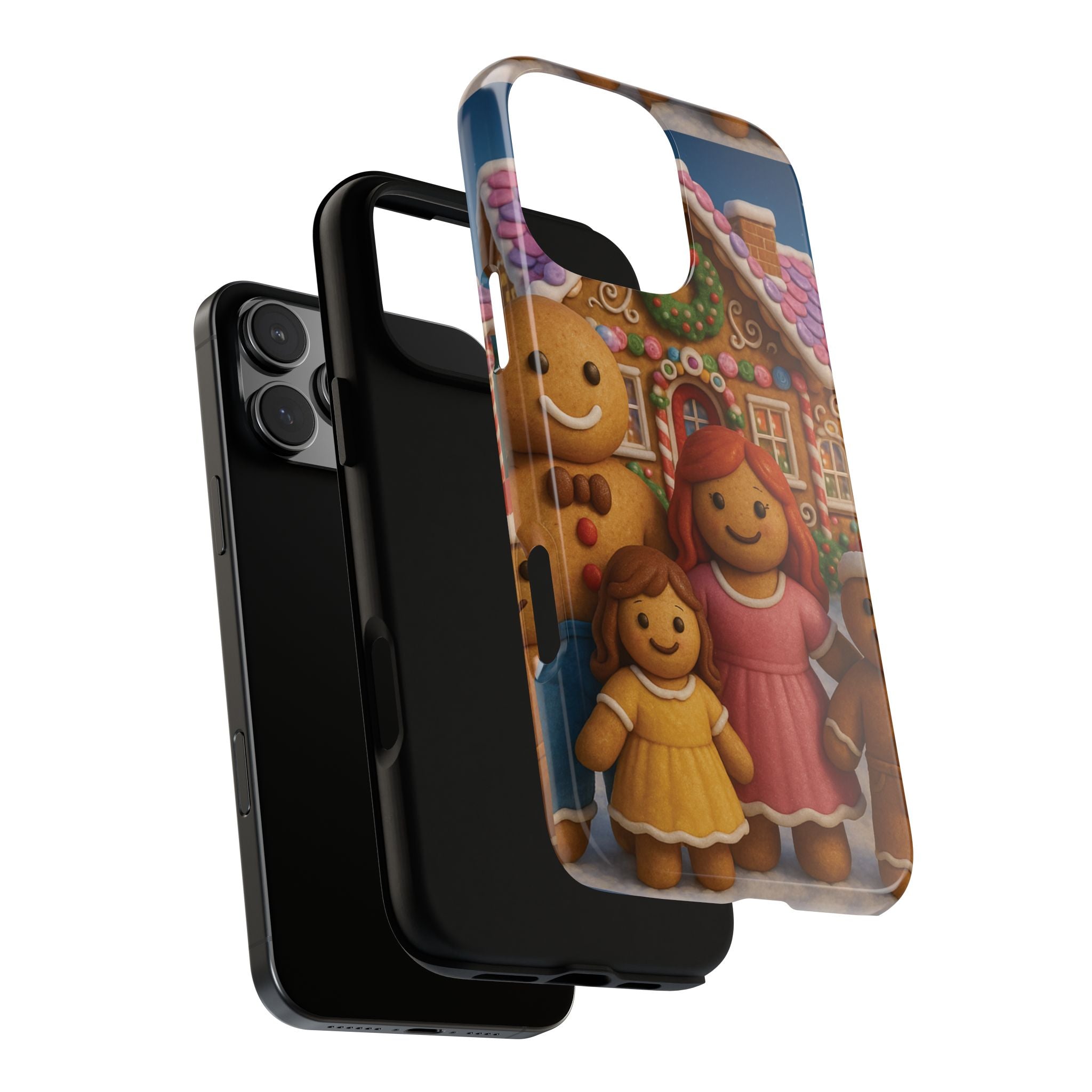 Coque de téléphone esthétique Famille en Pain d'Épices – Design d'inspiration vintage sur le thème de Noël – Étui stylé pour modèles iPhone et Samsung Galaxy
