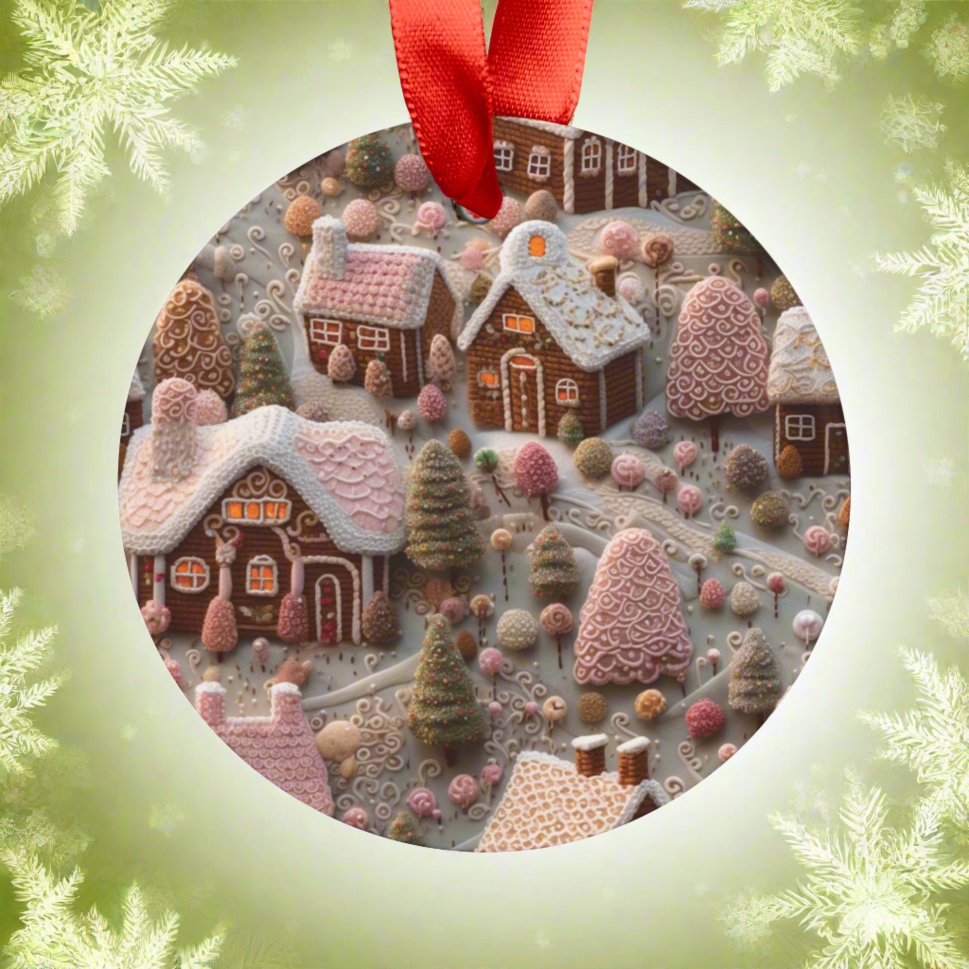 Gingerbread Houses Christmas Acrylic Ornament Elegant Design Ornament with Ribbon Perfect Christmas Decoration | Durable Holiday Keepsake | Charming Winter Design | Ideal for Tree Trimming and Gift Giving - MRSBYVALLE