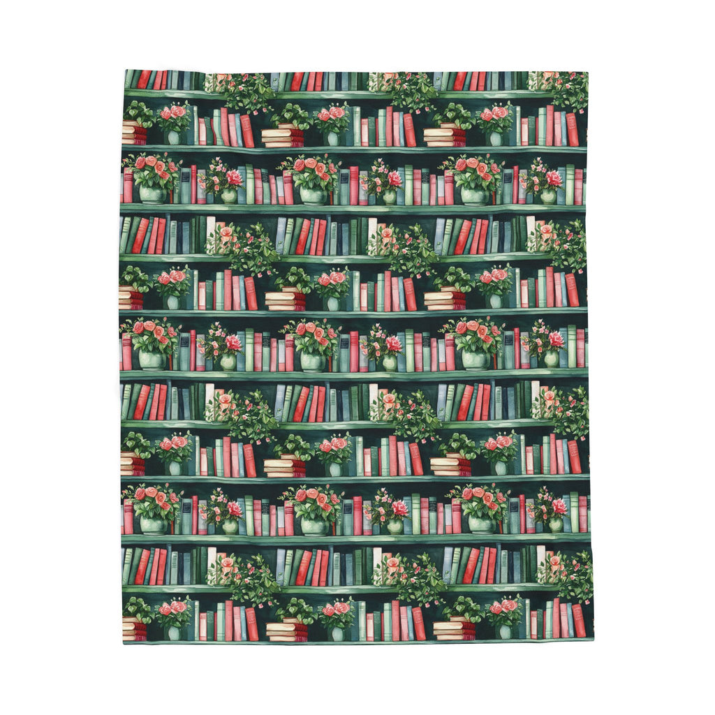 Couverture en peluche Velveteen — Plaid douillet « Livres et fleurs » pour lecteurs et enseignants