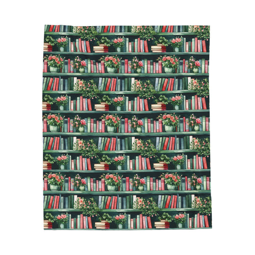 Books and Floral Reader & Teacher Velveteen Plush Blanket