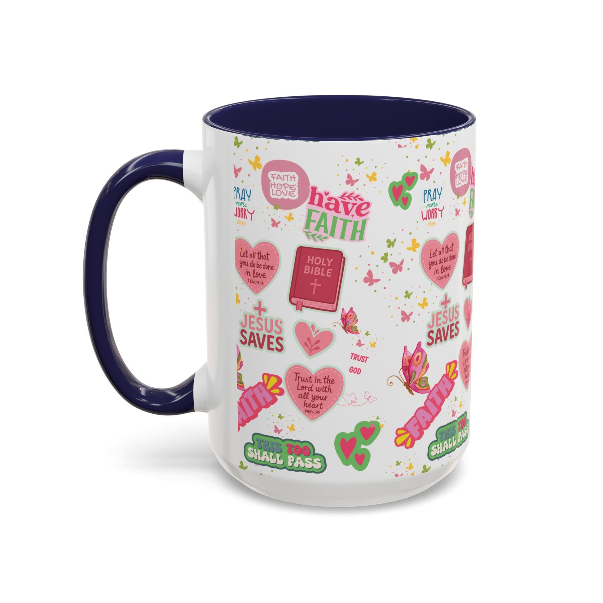 Start Your Day with Faith | Christian Mug with Bible Verse | Inspirational Gift for Christians | 11oz and 15oz Ceramic Coffee Mug Cozy Spring Mornings
