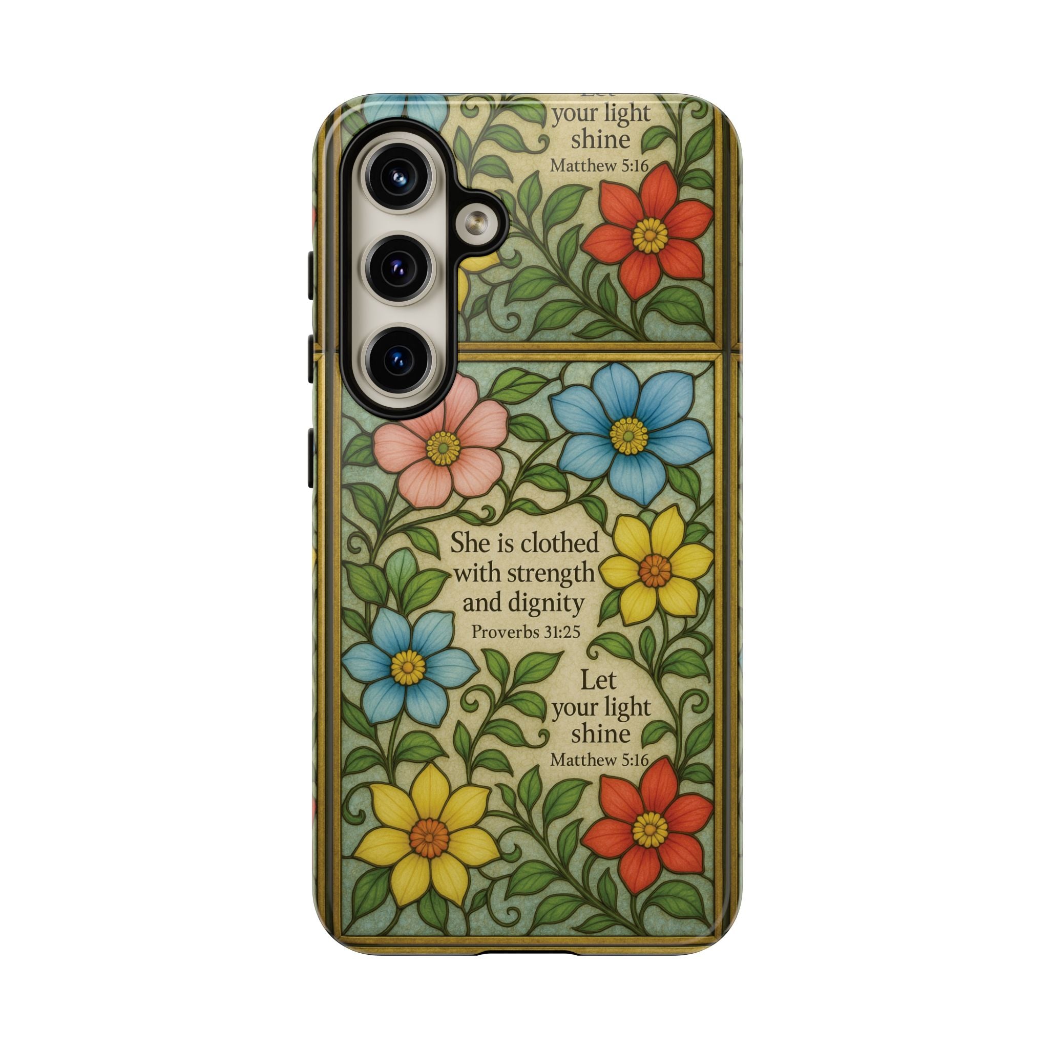 Pastel Floral Stained Glass Bible Verse Phone Case Christian Affirmation, Soft Faith Design, iPhone Samsung Google, Inspirational Gift for HerGift for Christians