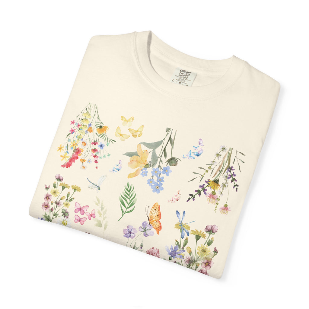 T-Shirt Bohème Fleurs Sauvages Aquarelle — T-Shirt Bohème Fleuri