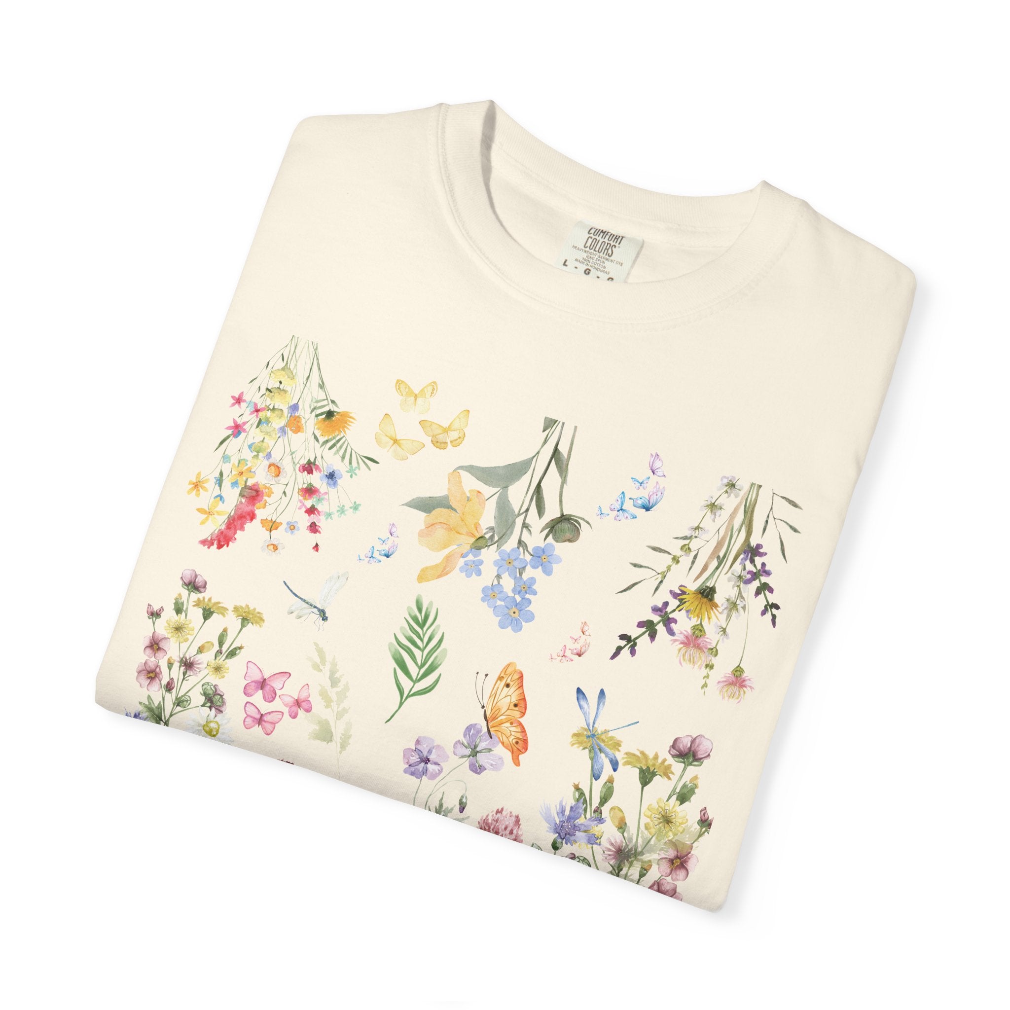 T-Shirt Bohème Fleurs Sauvages Aquarelle — T-Shirt Bohème Fleuri