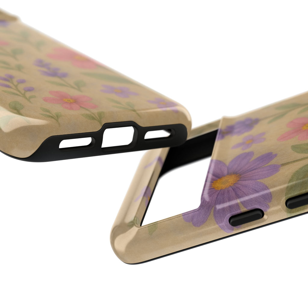 3D Illusion Wildflower Phone Case Cute Pastel Floral Design in Lavender, Pink, Mint Green – Aesthetic Protective Case for iPhone and  Android