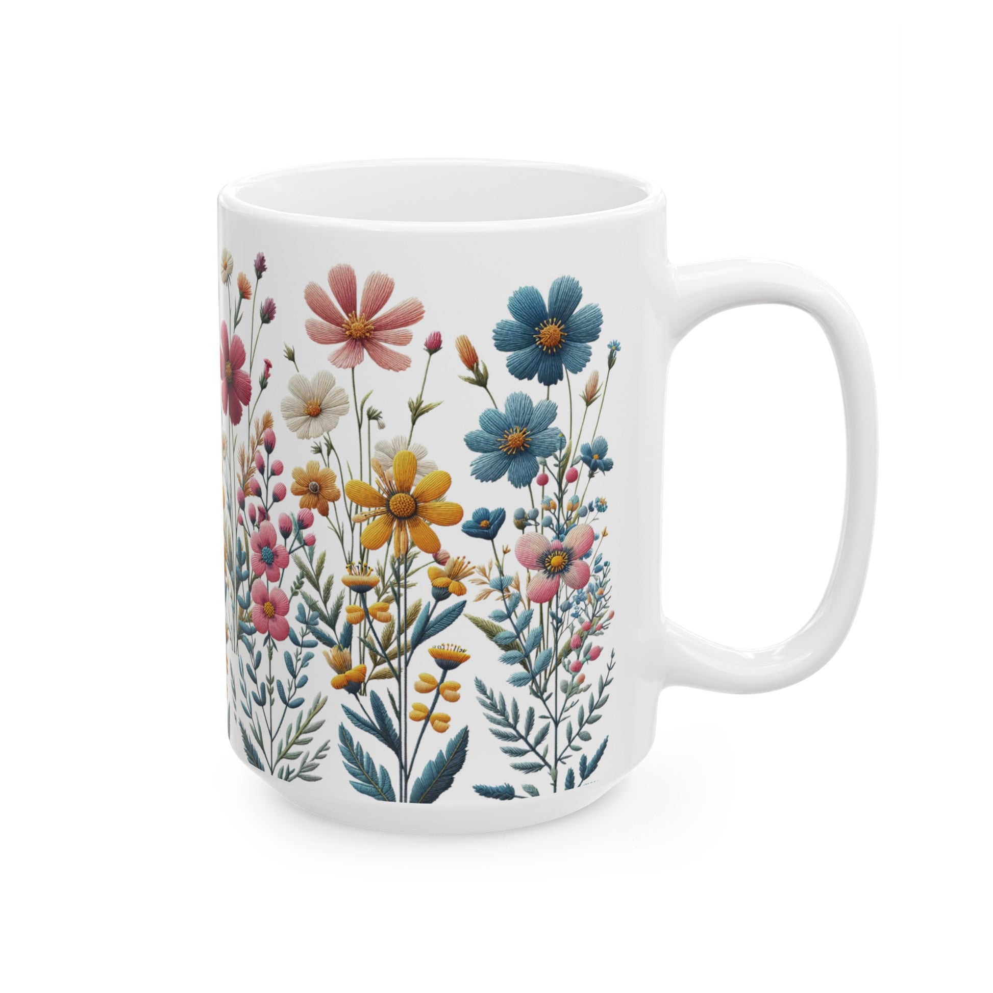 Boho Wildflower Coffee Ceramic Mugs – Perfect for Your Morning Brew | 11 oz & 15 oz Sizes Floral Mug for Tea, Cocoa, and More Unique Bohemian Design Gift for Nature Lovers - MRSBYVALLE