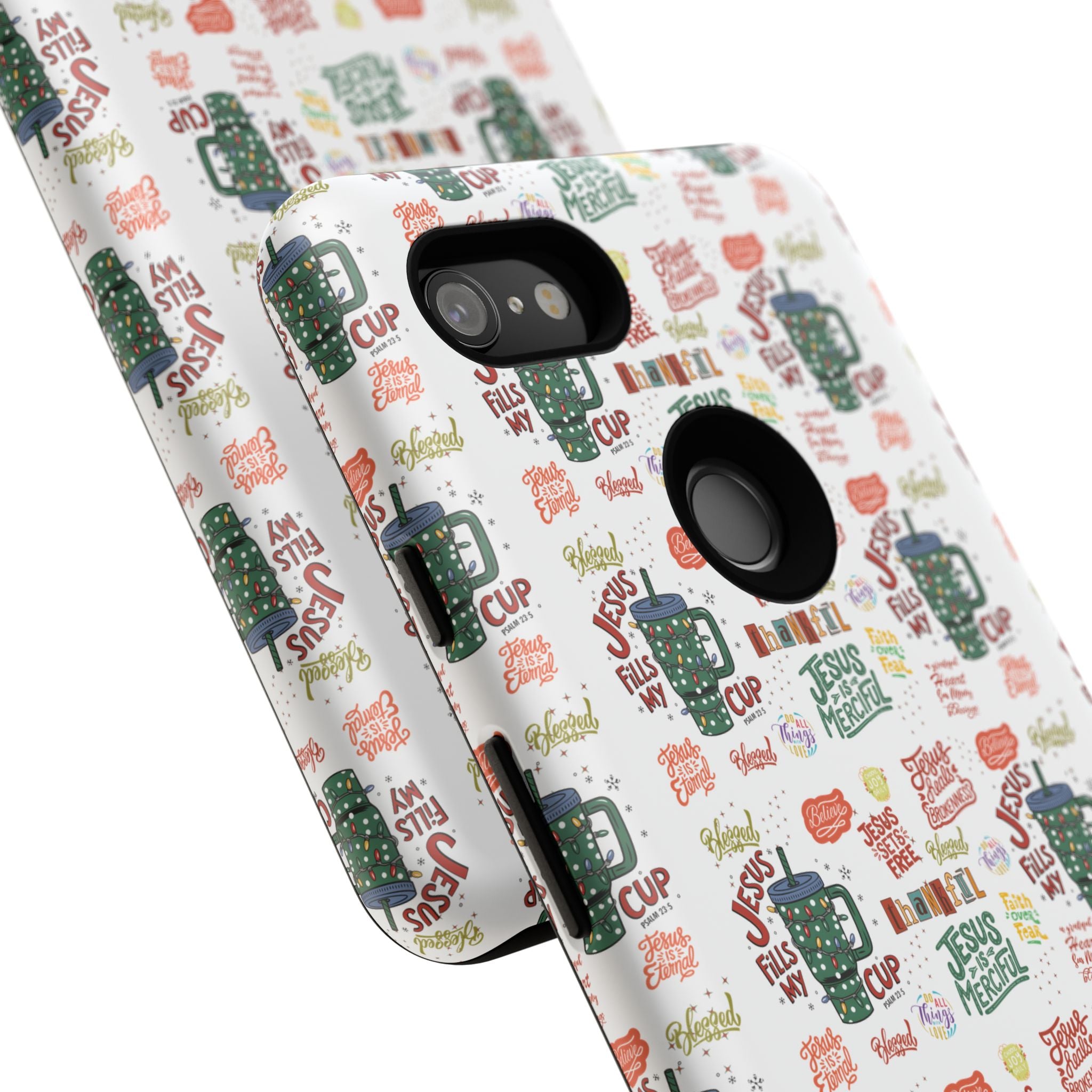 Jesus Fill My Cup Phone Case Cute Floral Design in Red, Pink, Blue – Aesthetic Protective Case for iPhone and  Android