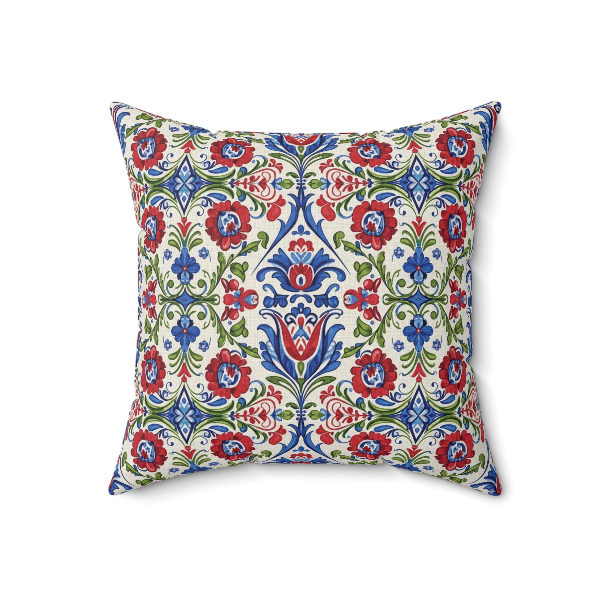 Kashubian Folk Art Pillow | Traditional Polish Floral Cushion | Decorative Throw Pillow for Sofa, Bed & Home Décor Accent Housewarming