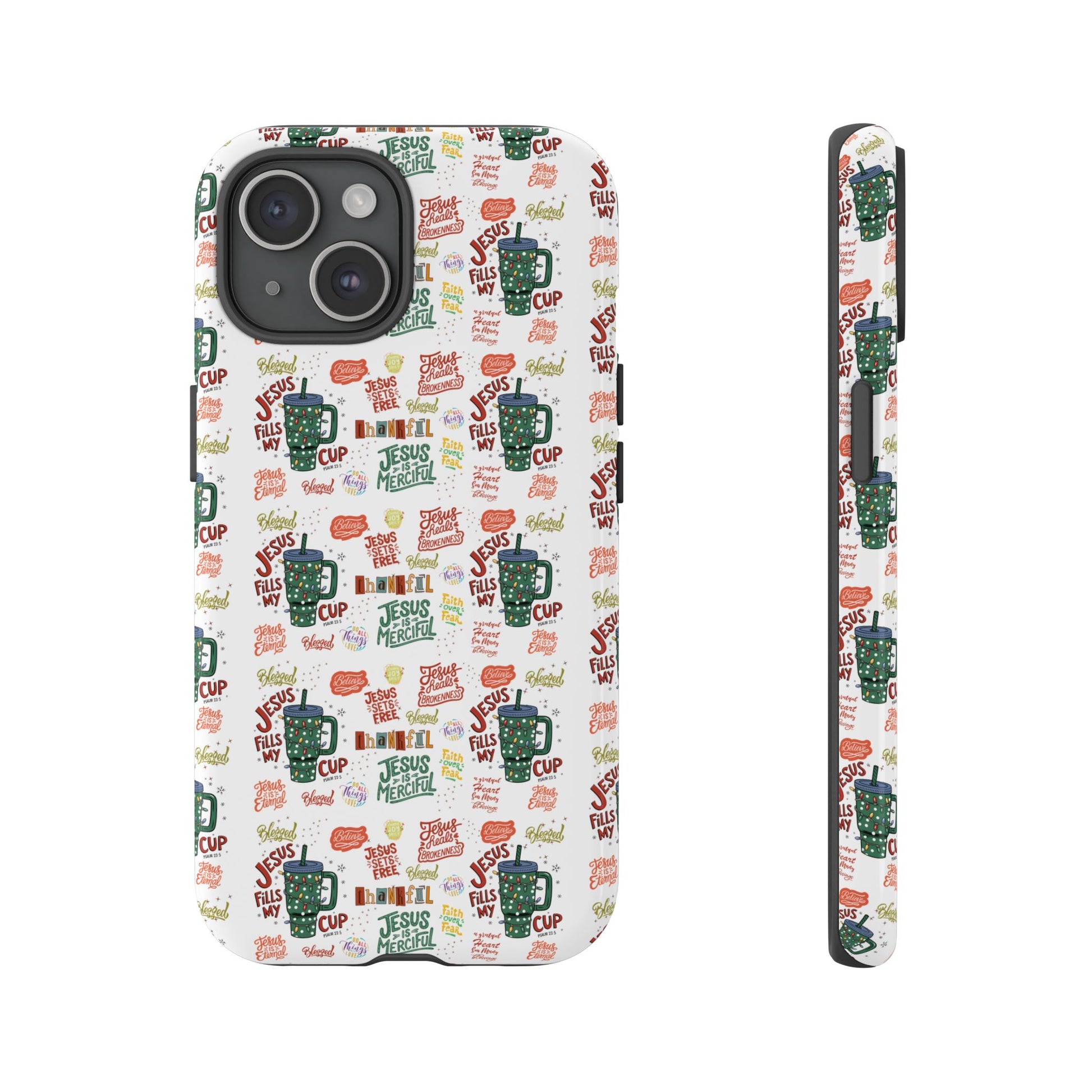 Jesus Fill My Cup Phone Case Cute Floral Design in Red, Pink, Blue – Aesthetic Protective Case for iPhone and  Android