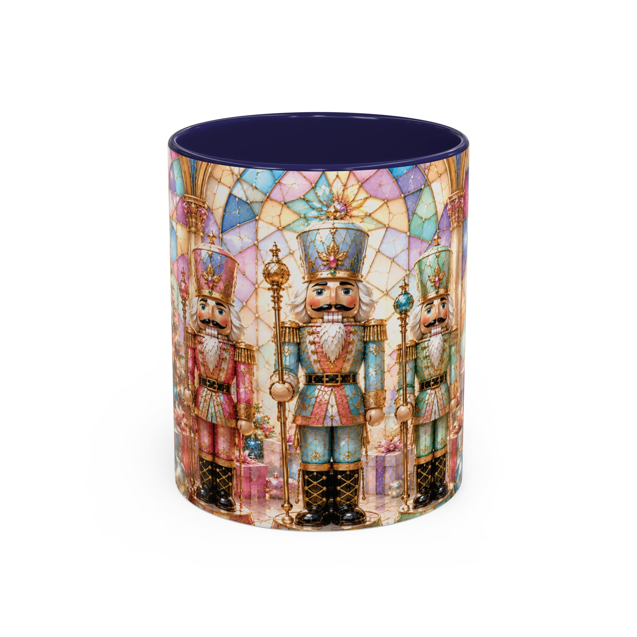 Nutcracker Christmas Coffee Mug – Festive Stained-Glass Holiday Accent Cup (11/15oz) Gift for Her
