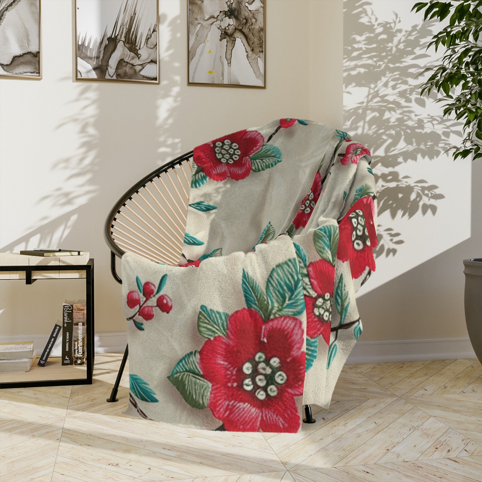 Cozy 3D Embroidery Illusion Red Flowers Minky Blanket Elegant Floral Comfort for Home & Gift Throw - Ultra Soft lightweight Perfect for Home, Couch, or Bed | Best Gift  Comfort Blanket, Perfect for Snuggling Housewarming Gift Throw - MRSBYVALLE