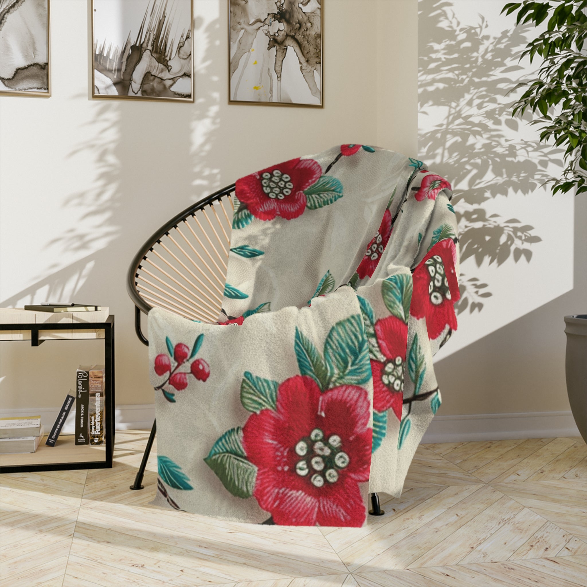 Cozy 3D Embroidery Illusion Red Flowers Minky Blanket Elegant Floral Comfort for Home & Gift Throw - Ultra Soft lightweight Perfect for Home, Couch, or Bed | Best Gift  Comfort Blanket, Perfect for Snuggling Housewarming Gift Throw - MRSBYVALLE