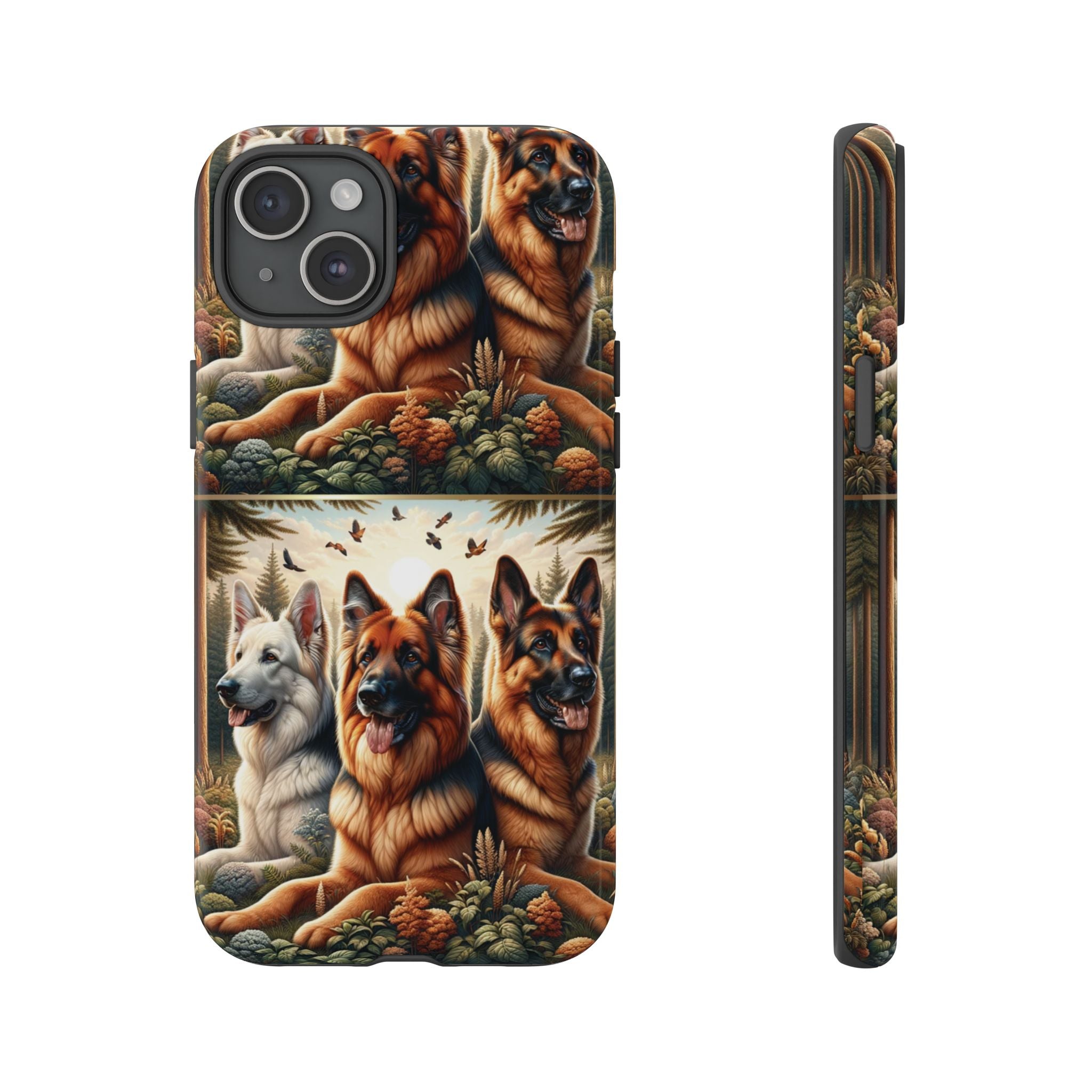 German Shepherd Phone Tough Case Floral Elegant Durable Dog Lover Devices iPhone 15, Samsung iPhone Samsung Accessory Gift for Her
