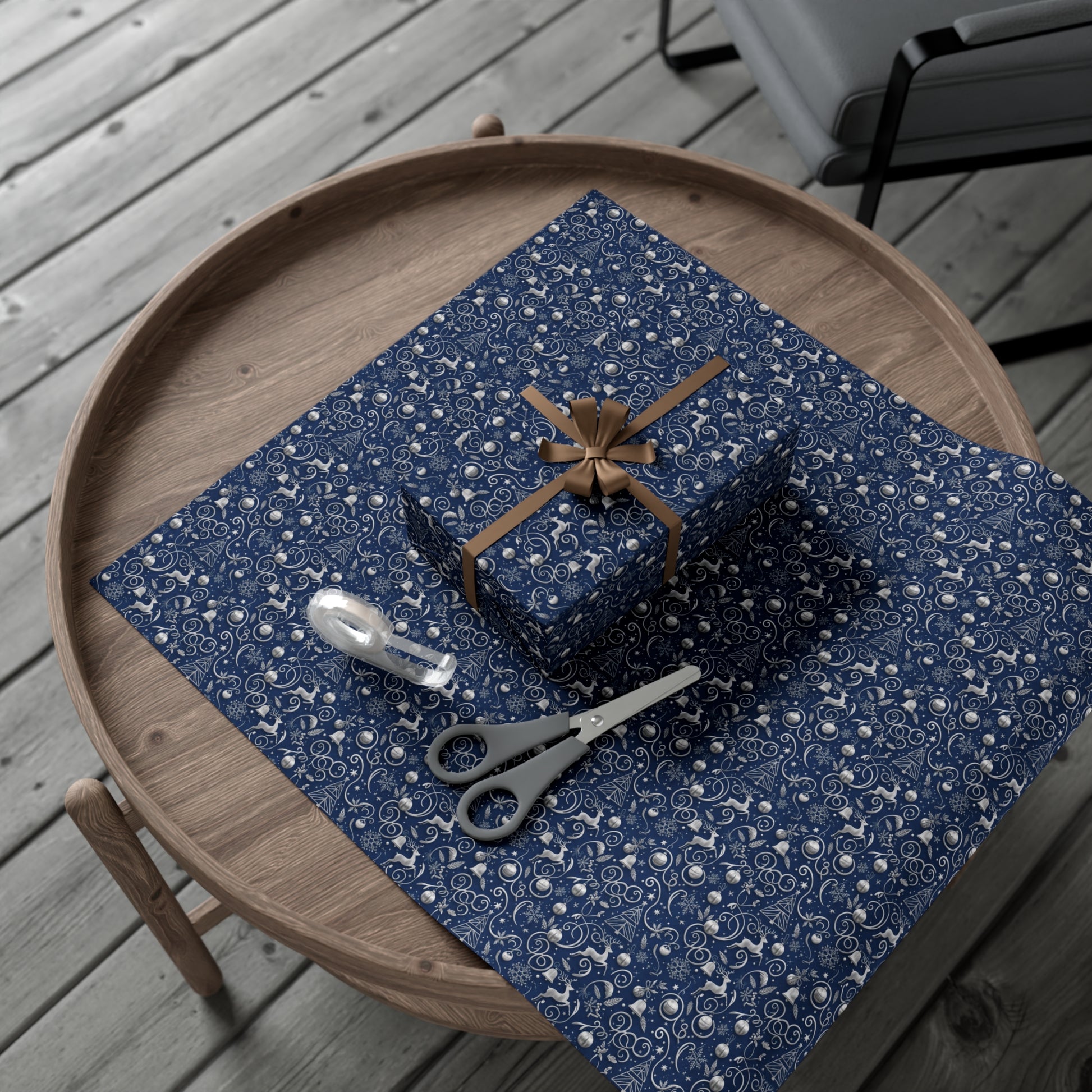 Elegant Blue & Silver Christmas Gift Wrap – Holiday Wrapping Paper Sheets & Rolls | MRSBYVALLE