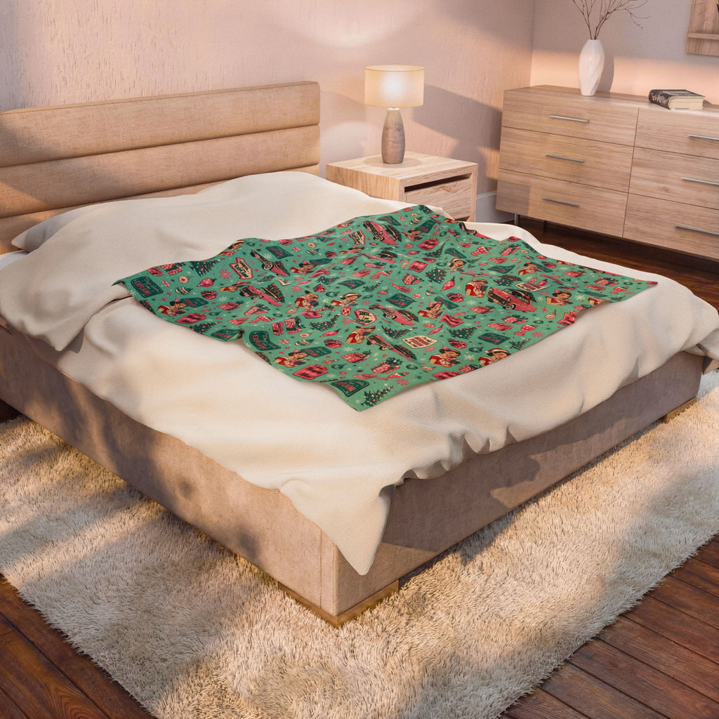 Funny Retro Pink Christmas Blanket Vintage Mid Century Holiday Throw Cozy Christmas Couch Blanket Festive Winter