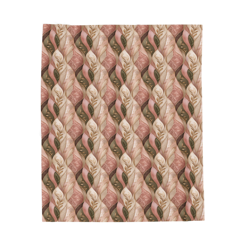 Velveteen Plush Blanket — Cozy Braided Leaf Pattern Throw (Soft Floral Earth Tones)
