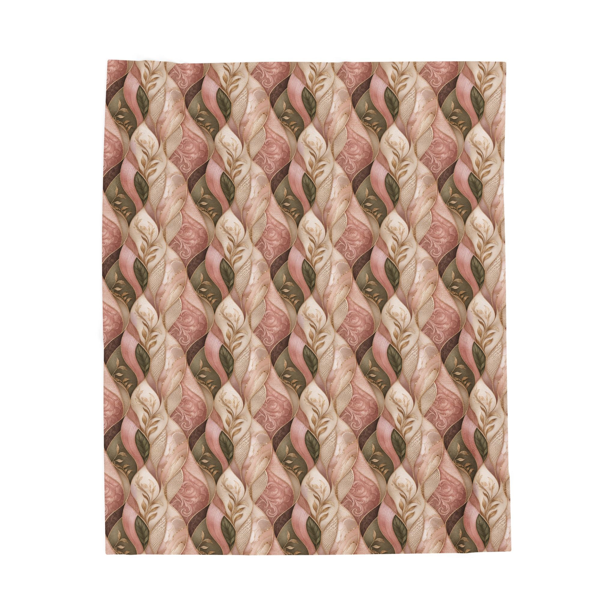 Velveteen Plush Blanket — Cozy Braided Leaf Pattern Throw (Soft Floral Earth Tones)