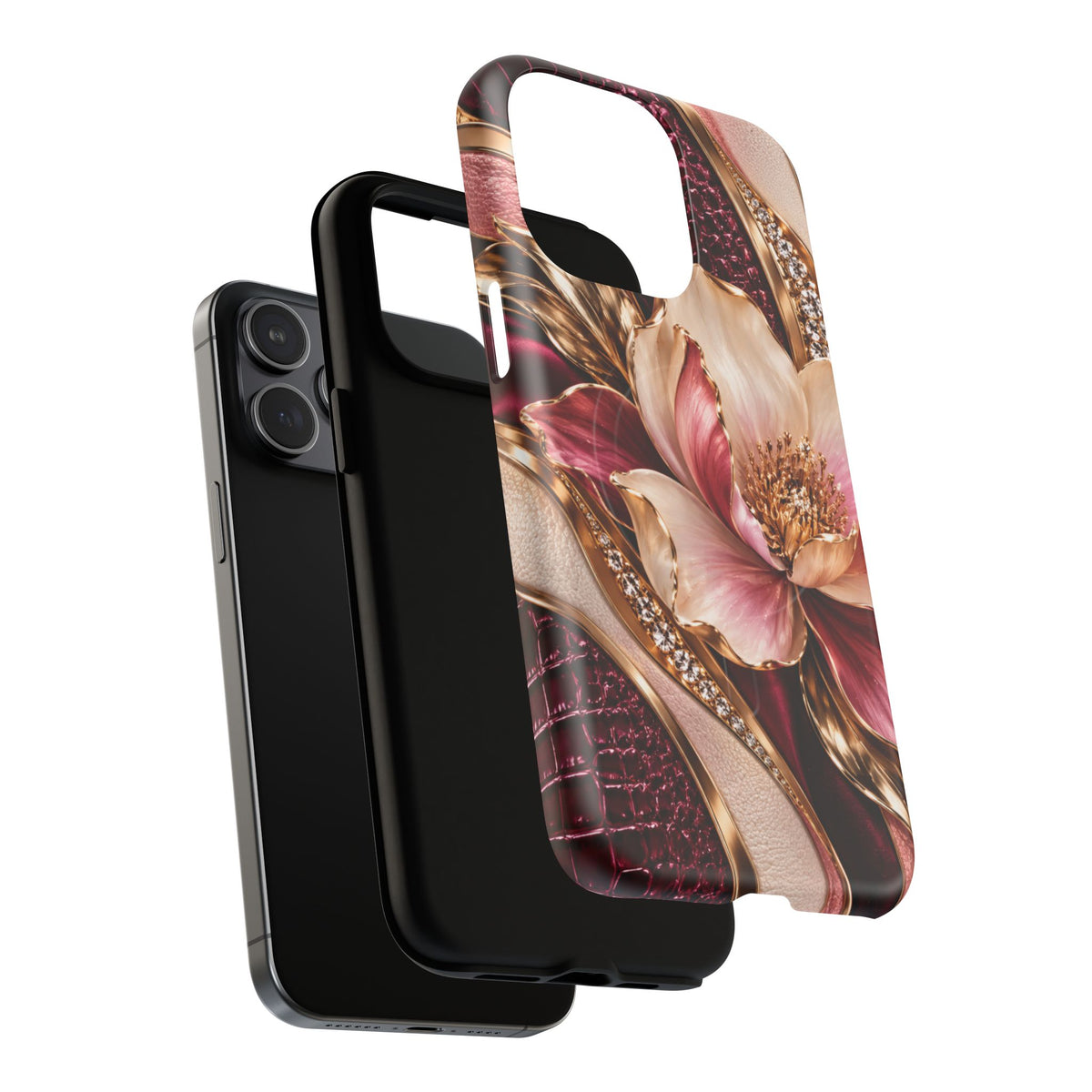 Magnetic Tough Phone Case — Vintage Rose Floral Armor