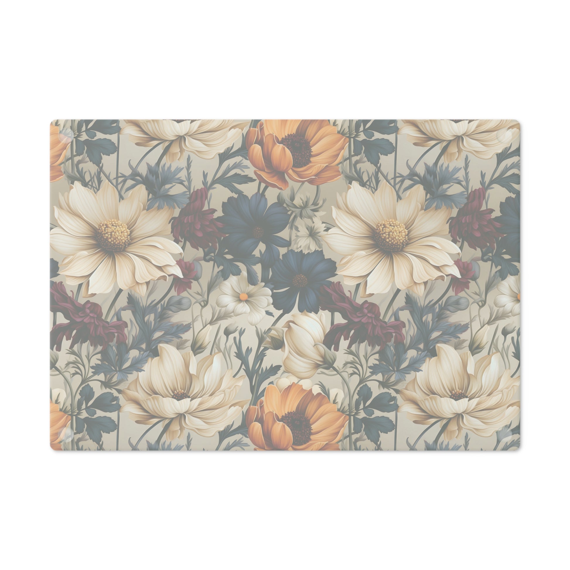 Durable Tempered Glass Cutting Board – Elegant Winter Floral Design | Heat-Resistant, Non-Slip, Stylish Kitchen Decor Navy, Amethyst, White & MorePerfect for Kitchen Prep, Chopping, and Serving with Style - MRSBYVALLE