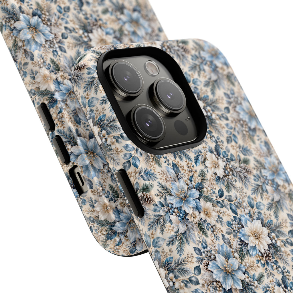 Icy Blue Floral MagSafe Tough Phone Case