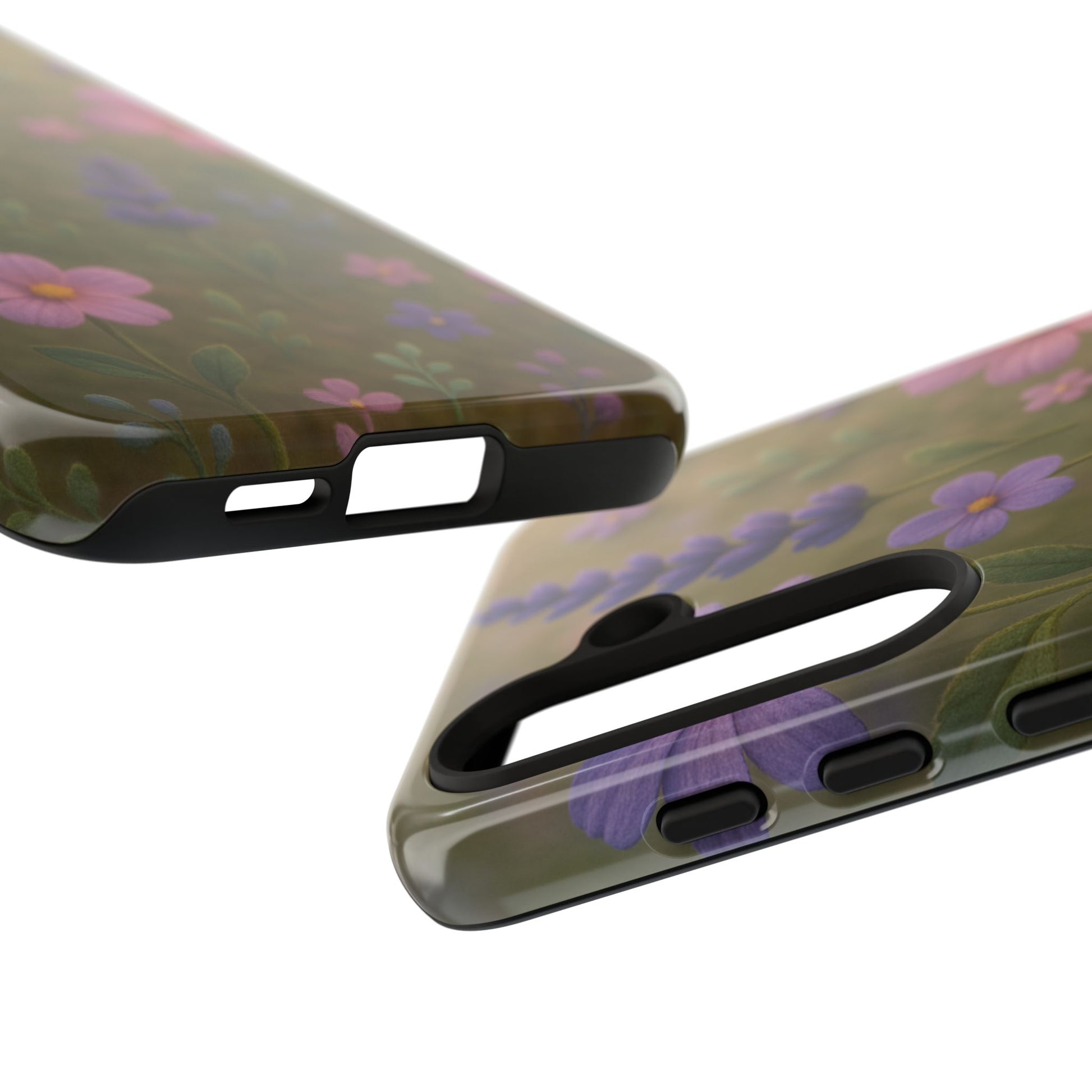 Pastel Flowers 3D Illusion Wildflower Phone Case Cute Pastel Floral Design in Lavender, Pink, Mint Green Aesthetic Protective Case for iPhone and  Android