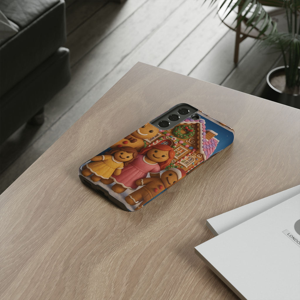 Coque de téléphone esthétique Famille en Pain d'Épices – Design d'inspiration vintage sur le thème de Noël – Étui stylé pour modèles iPhone et Samsung Galaxy