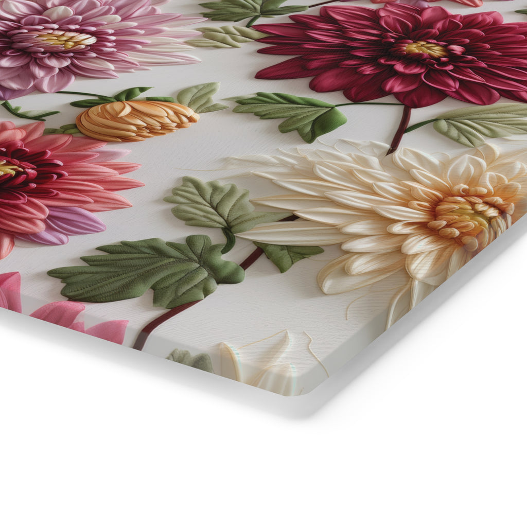 Elegant Fall Floral Glass Cutting Board Premium Autumn-Inspired Kitchen Decor & Gift | Durable, Heat-Resistant Tempered Glass | Perfect for Cooking & Serving - MRSBYVALLE