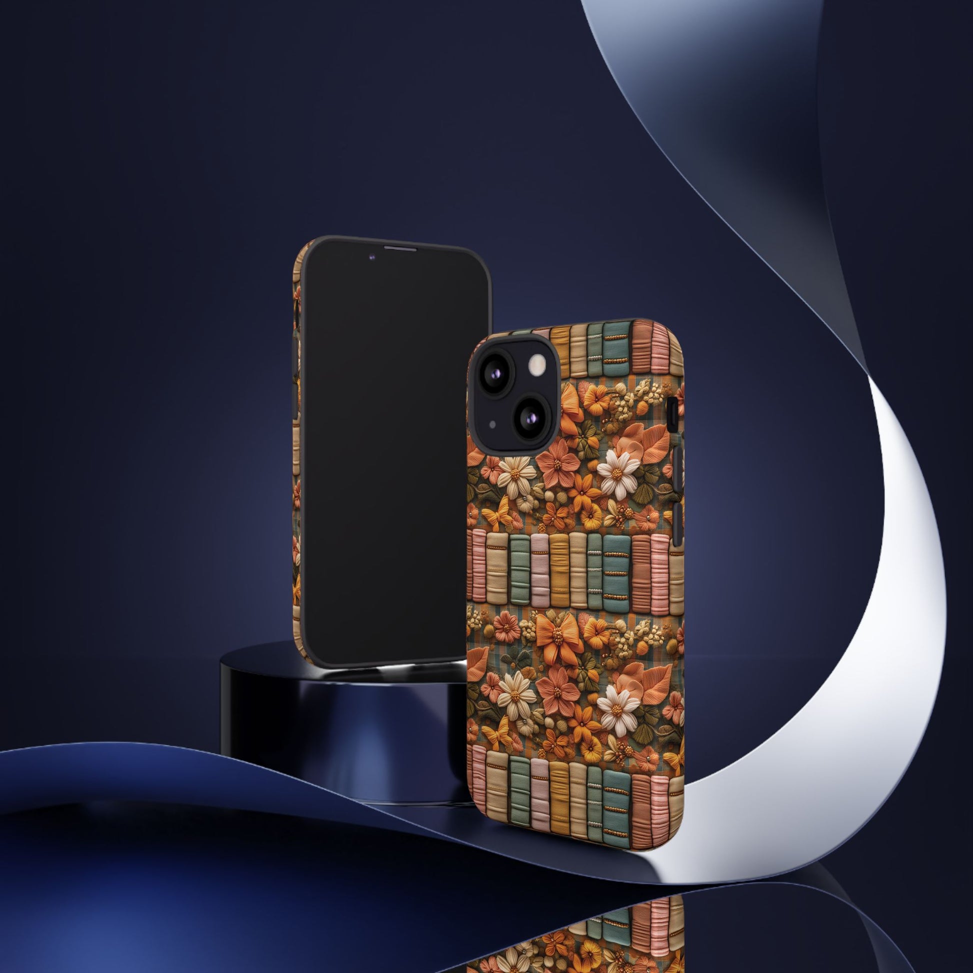 3D Illusion Boho Floral and Books Phone Case Gift for Her Phone 15, Samsung iPhone Samsung Gift for Her Case iPhone 15, Samsung iPhone Samsung Accessory Gift for Her