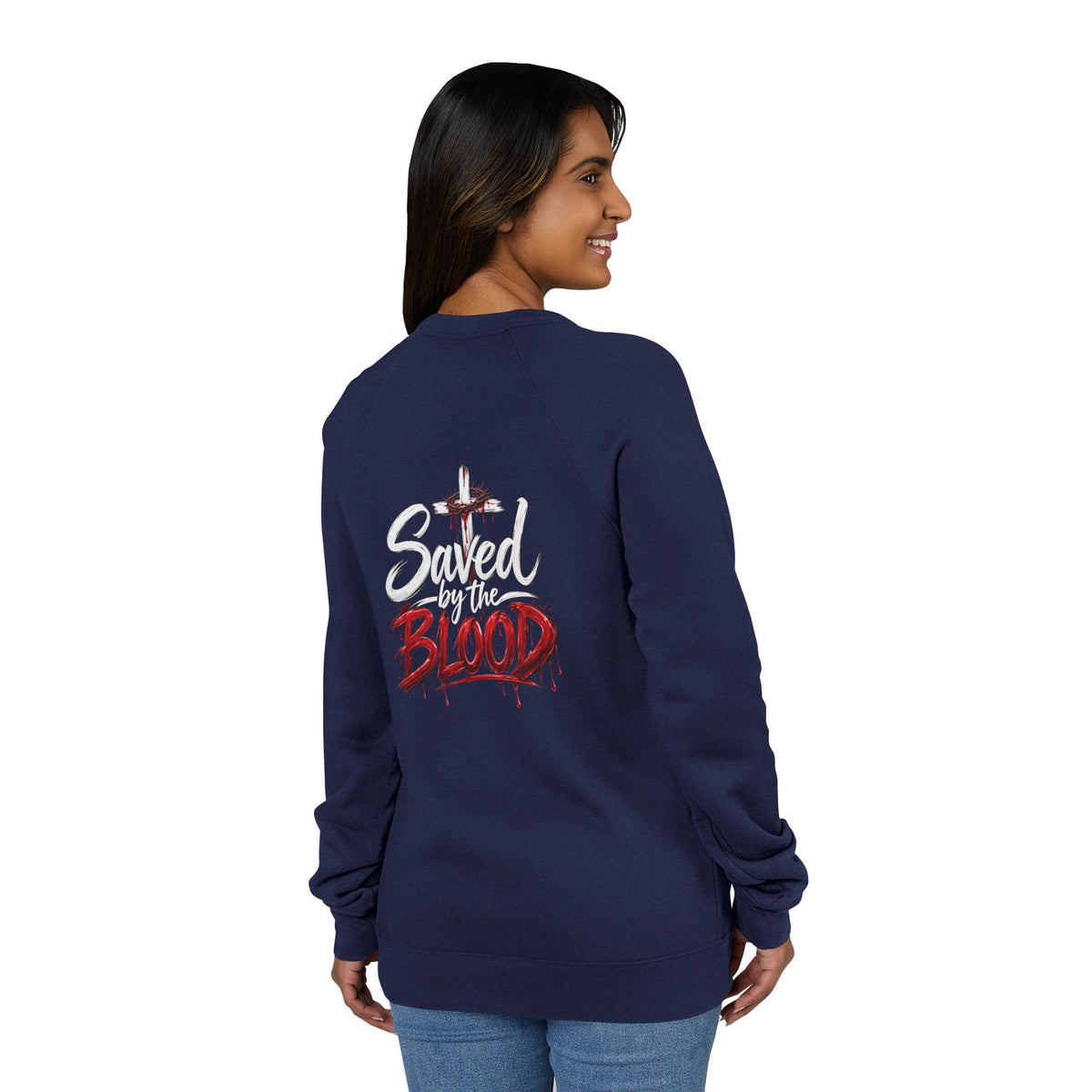 Saved by the Blood Sweatshirt — Christian Cross Faith Crewneck