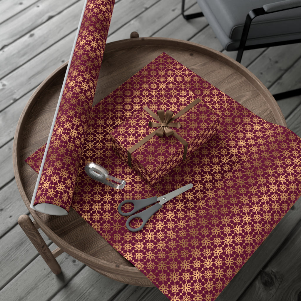 Elegant Luxuries Burgundy Wrapping Paper with Gold Accents Perfect for Christmas Gifts, Weddings, & Special Occasions Premium Quality Gift Wrap for Luxurious Presentation - MRSBYVALLE