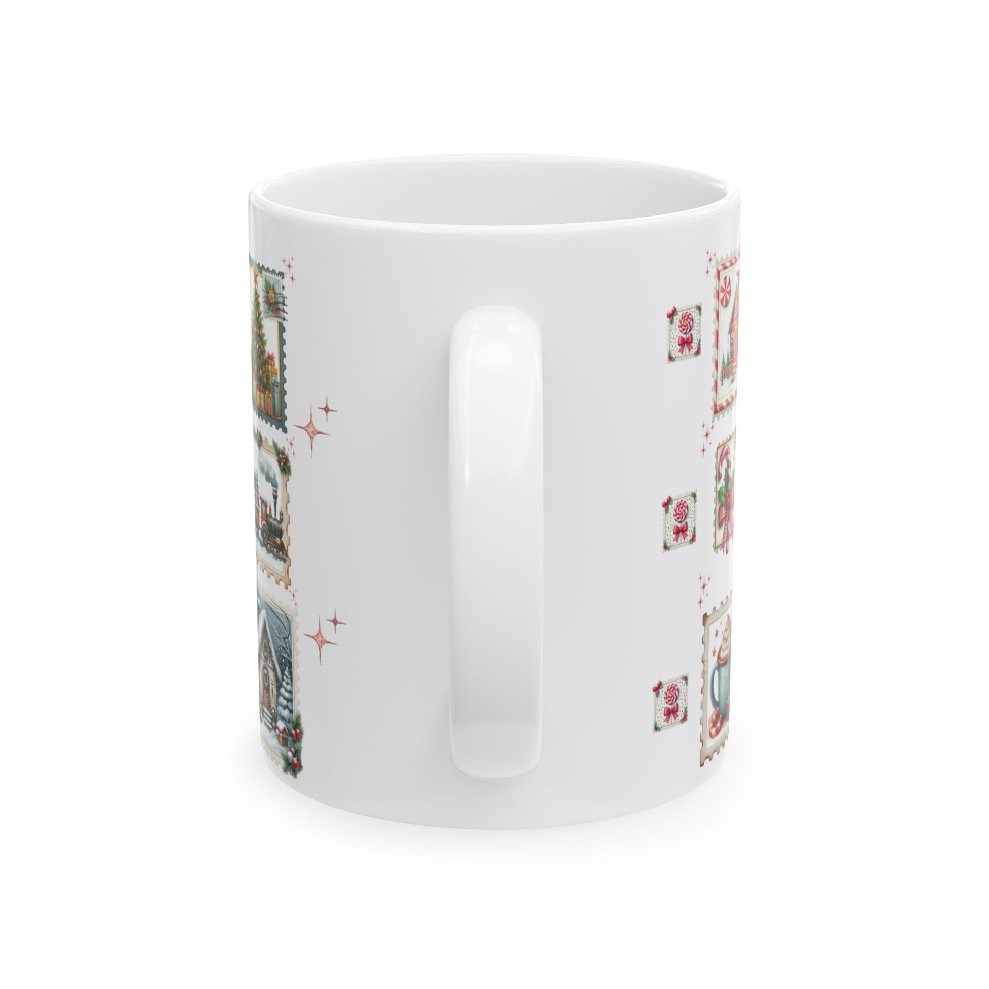 Christmas Postal Stamps Mug 15 and 11 oz Perfect for Coffee, Hot Chocolate and more