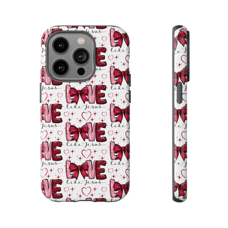 Love Like Jesus Red Bows and Hearts—Tough, Faithful Phone Cases & Religious iPhone Accessories: Protect Your Device & Show Your Faith